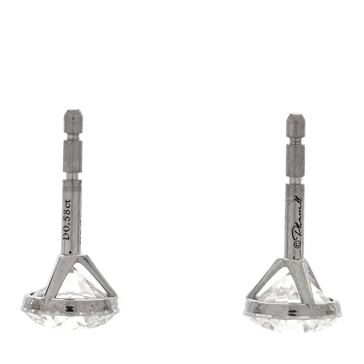 X PHARRELL Platinum Metal Diamond 1.17ctw TItan Stud Earrings — view 4