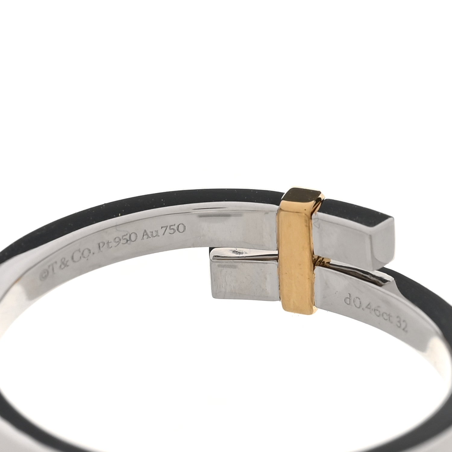 18K Yellow Gold Platinum Diamond Edge Bypass Ring 67 11.75 — view 4
