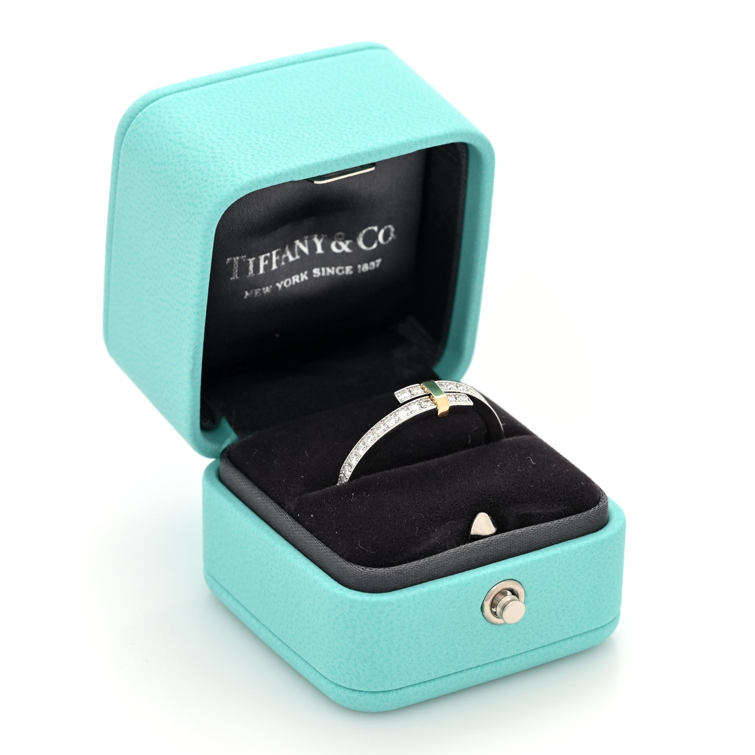 18K Yellow Gold Platinum Diamond Edge Bypass Ring 67 11.75 — view 5