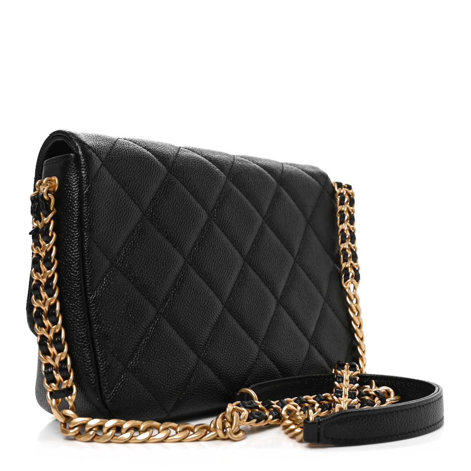 Shiny Caviar Quilted Small Chain Melody Flap Black — view 3