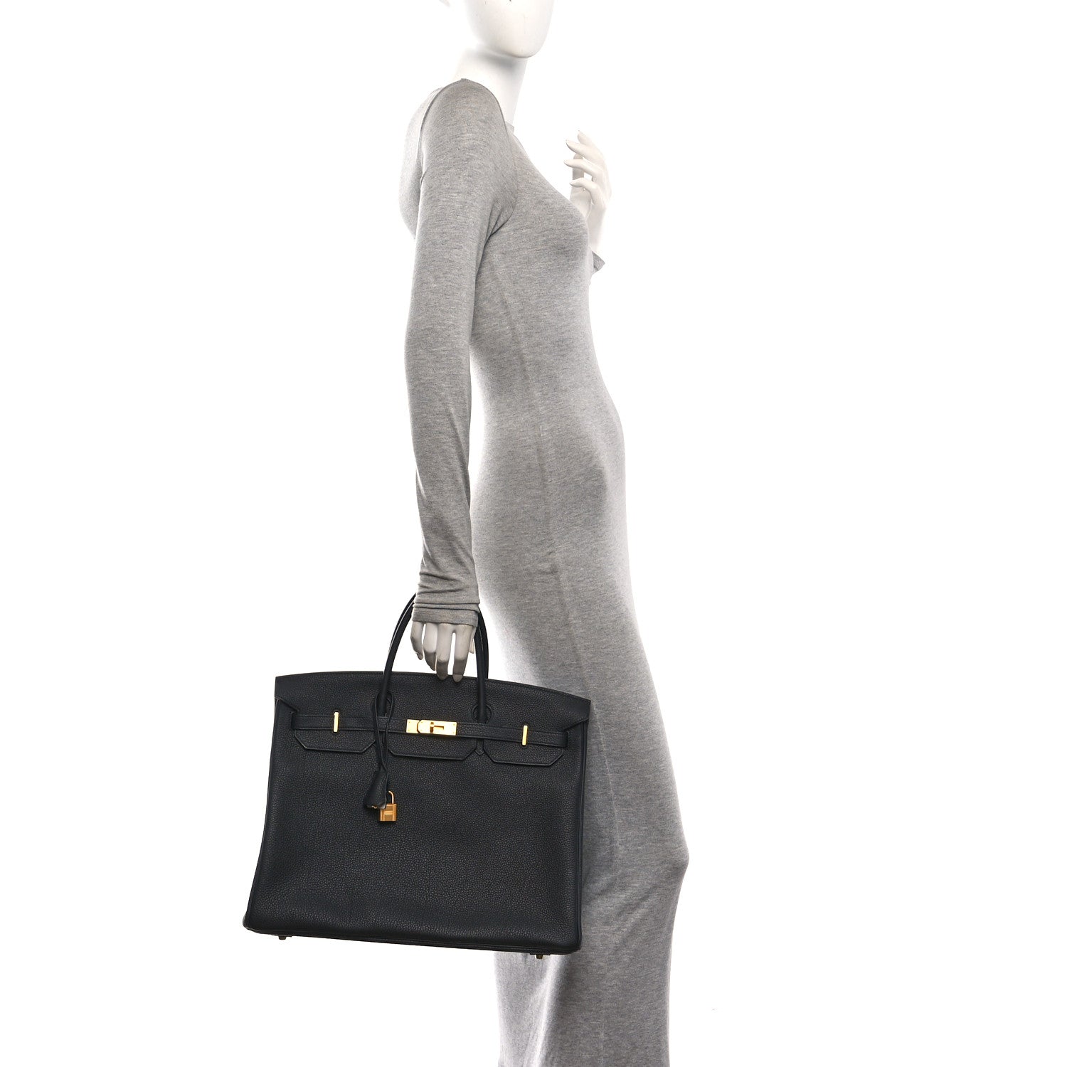 Togo Horseshoe Birkin 40 Black Gris Perle — view 2