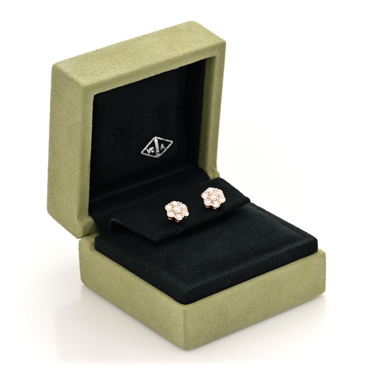 18K Rose Gold Diamond Fleurette Earrings — view 5