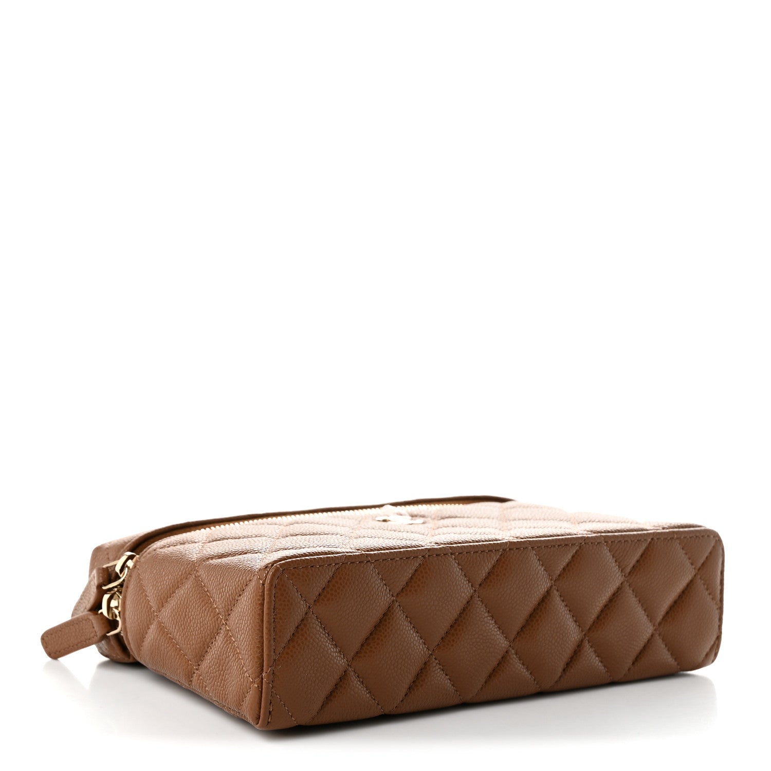 Caviar Quilted Top Handle Slim Vanity With Chain Camel — view 4
