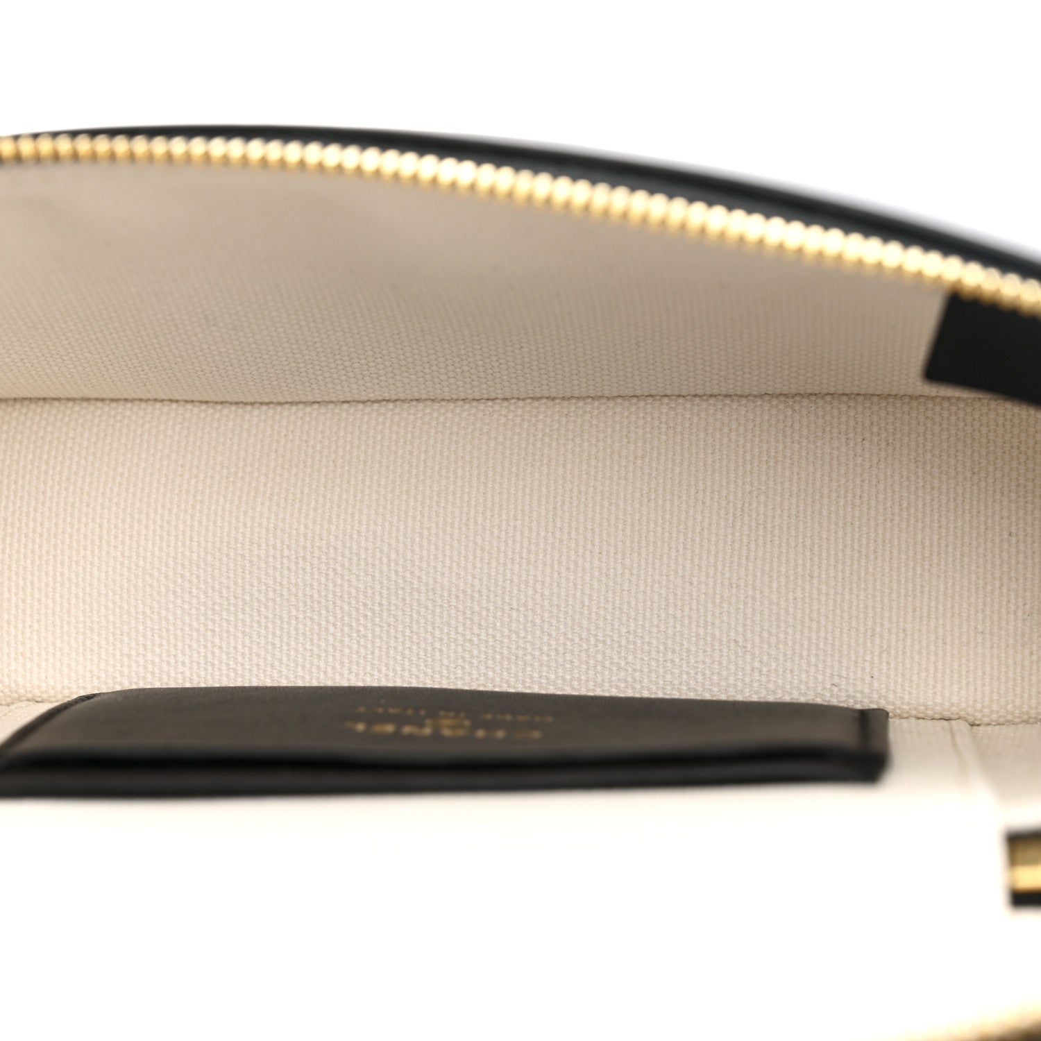 Boucle Calfskin Top Handle Slim Vanity Case With Chain Ecru Black — view 5