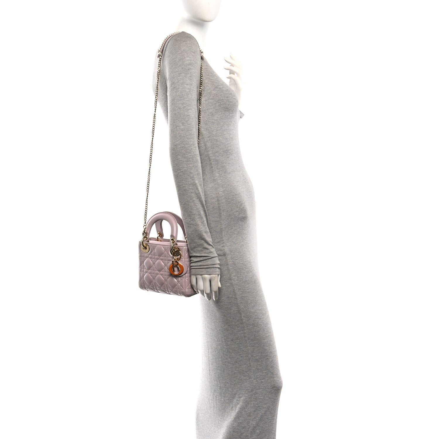 Metallic Lambskin Cannage Mini Lady Dior Lotus — view 2