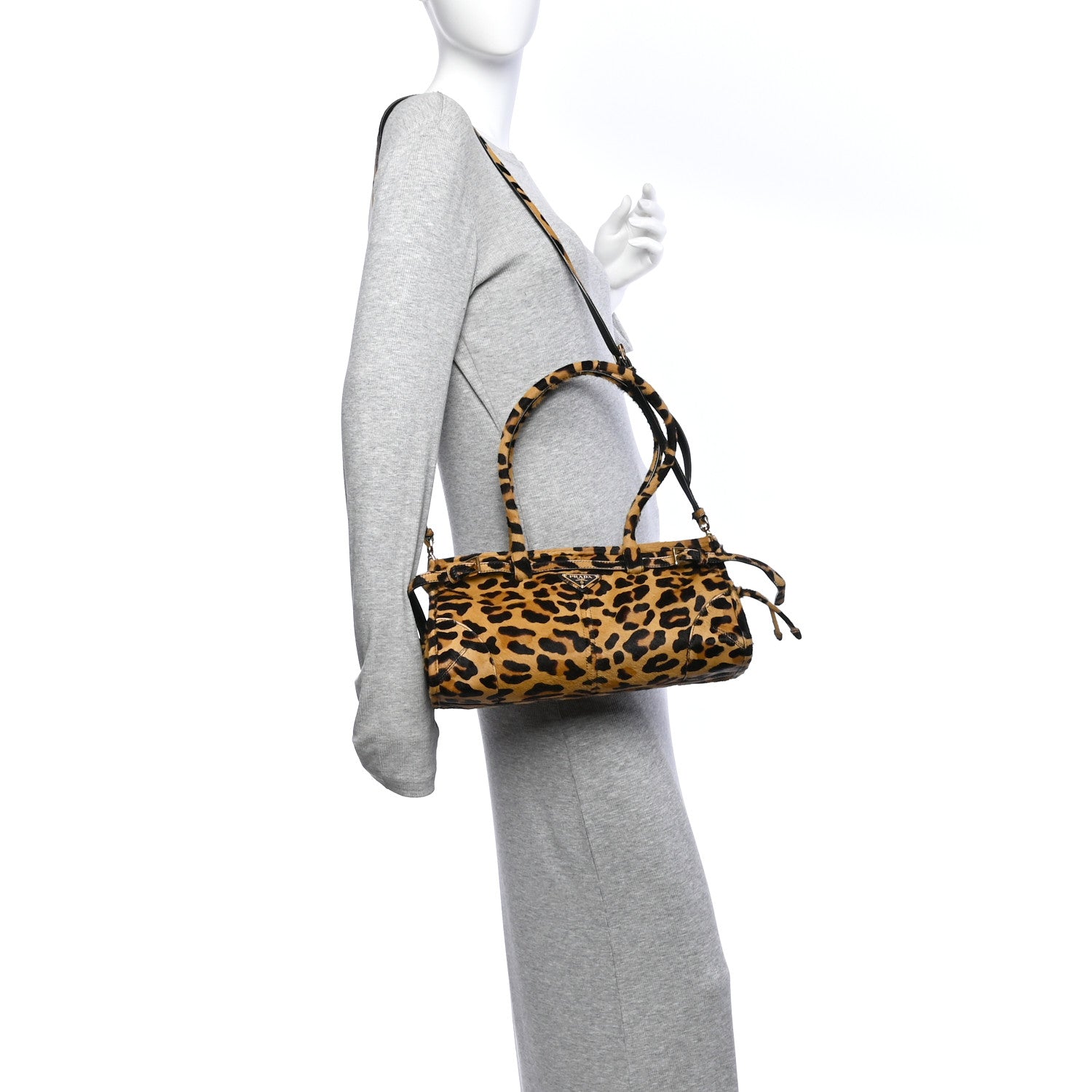 Pony Hair Leopard Print Triangle Medium Bonnie Shoulder Bag Honey — view 2