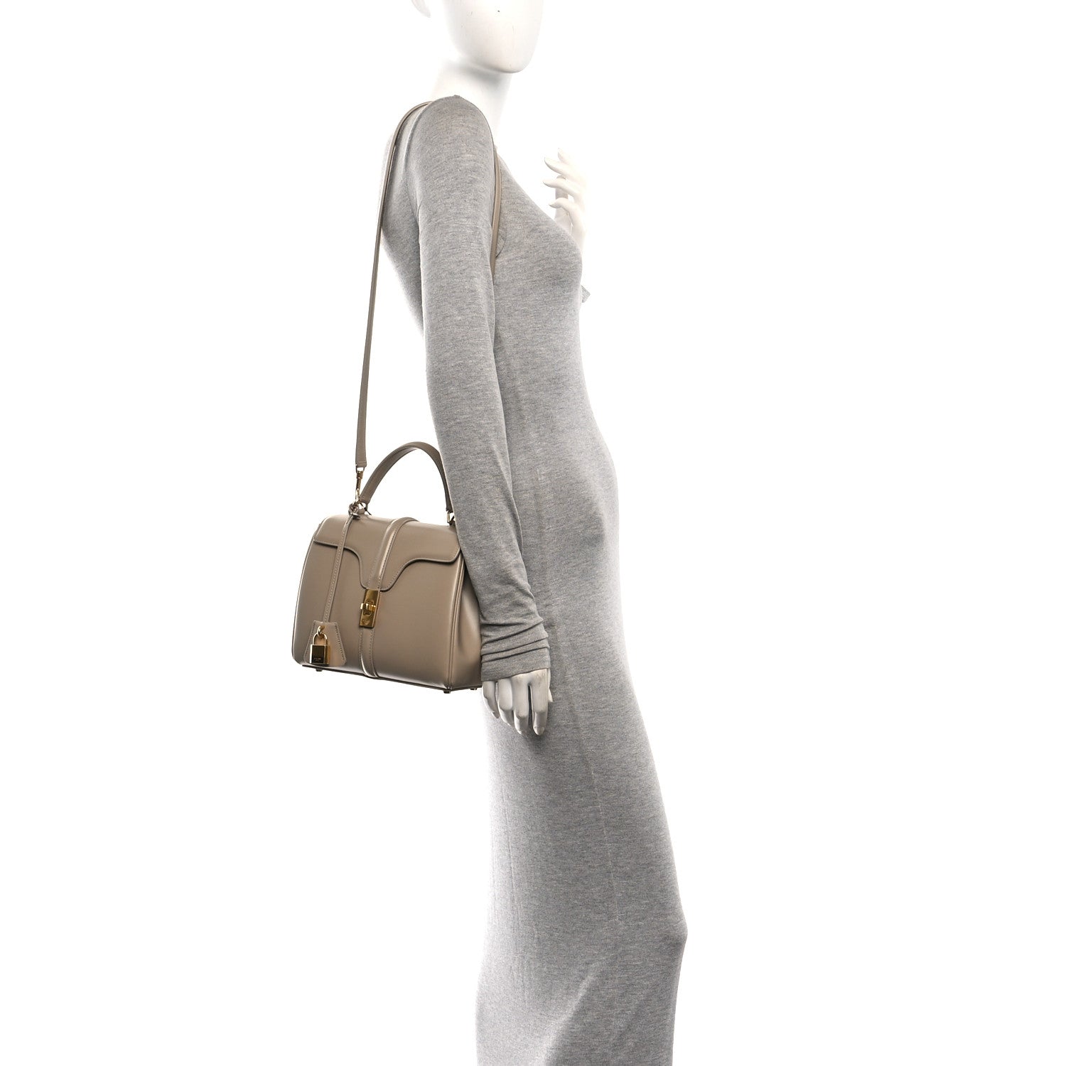 Satinated Calfskin Small 16 Top Handle Bag Nude — view 2