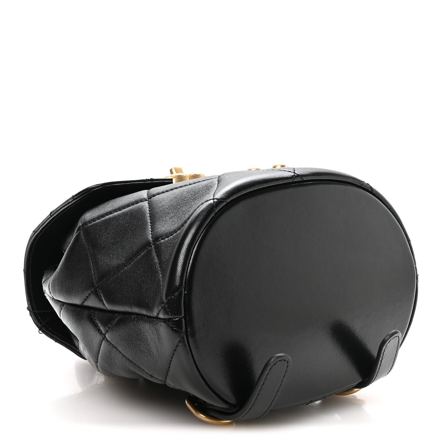 Lambskin Quilted Logo Mini Backpack Black — view 4