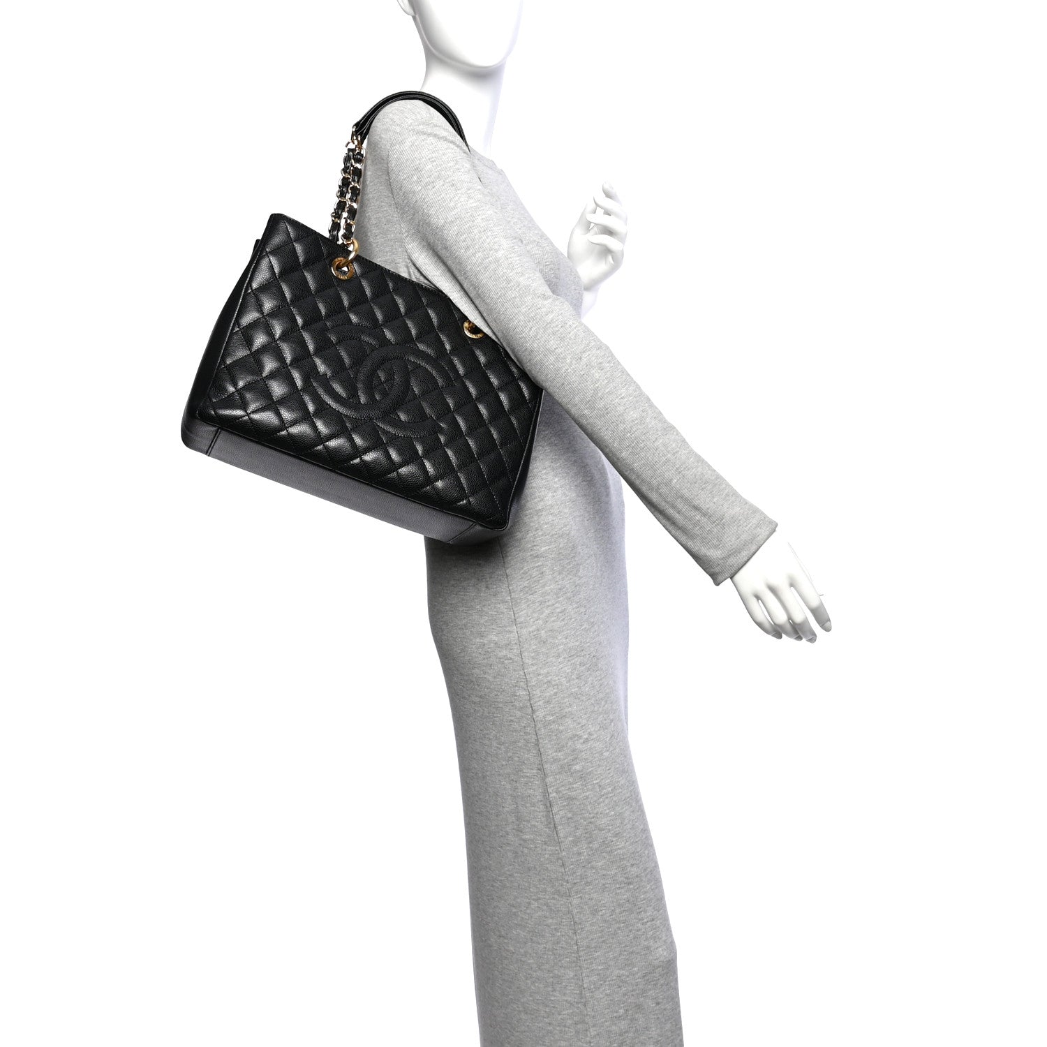 Caviar Quilted Grand Shopping Tote GST Black — view 2