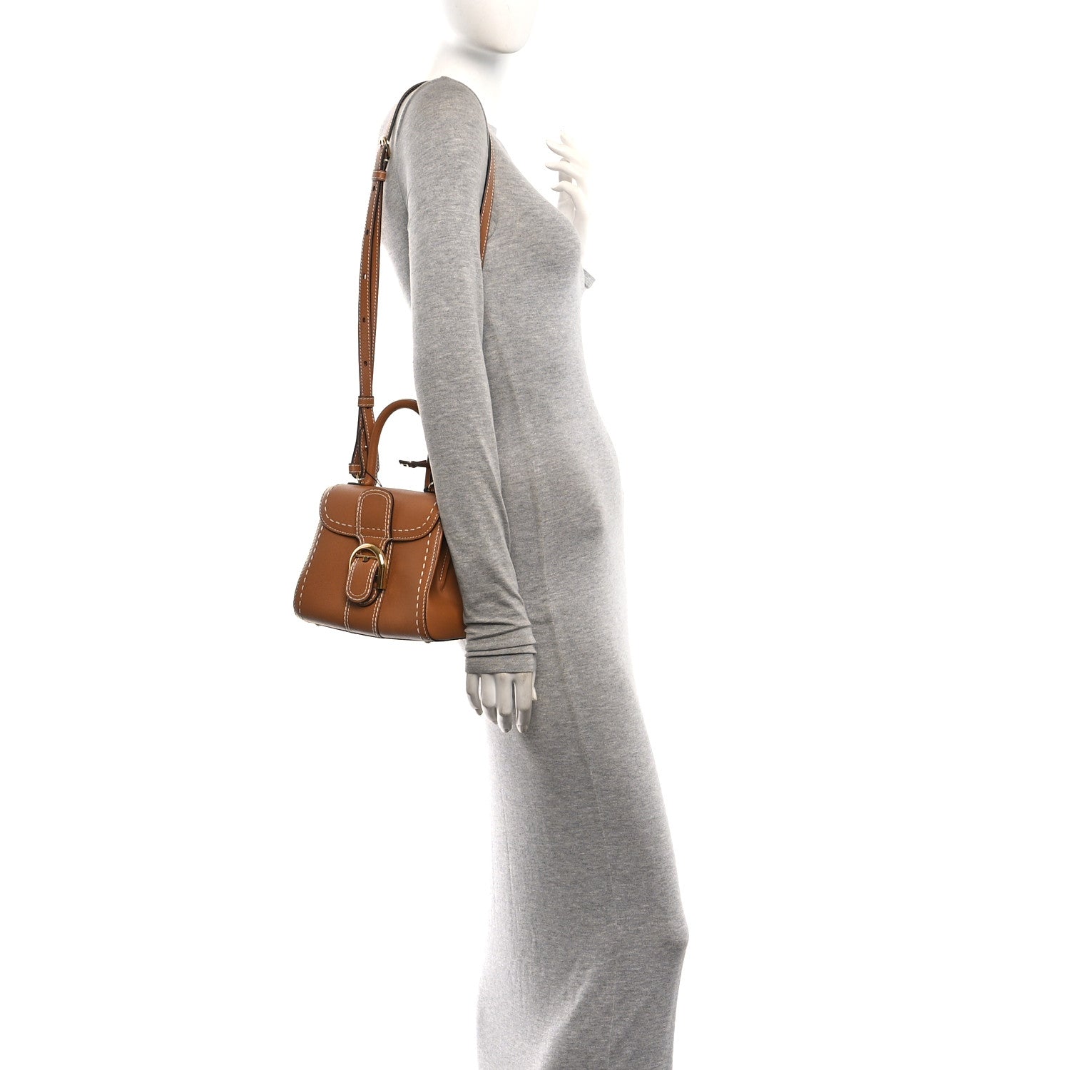 Grained Rodeo Calfskin Surpique Mini Brillant Satchel Vegetal Ivory — view 2