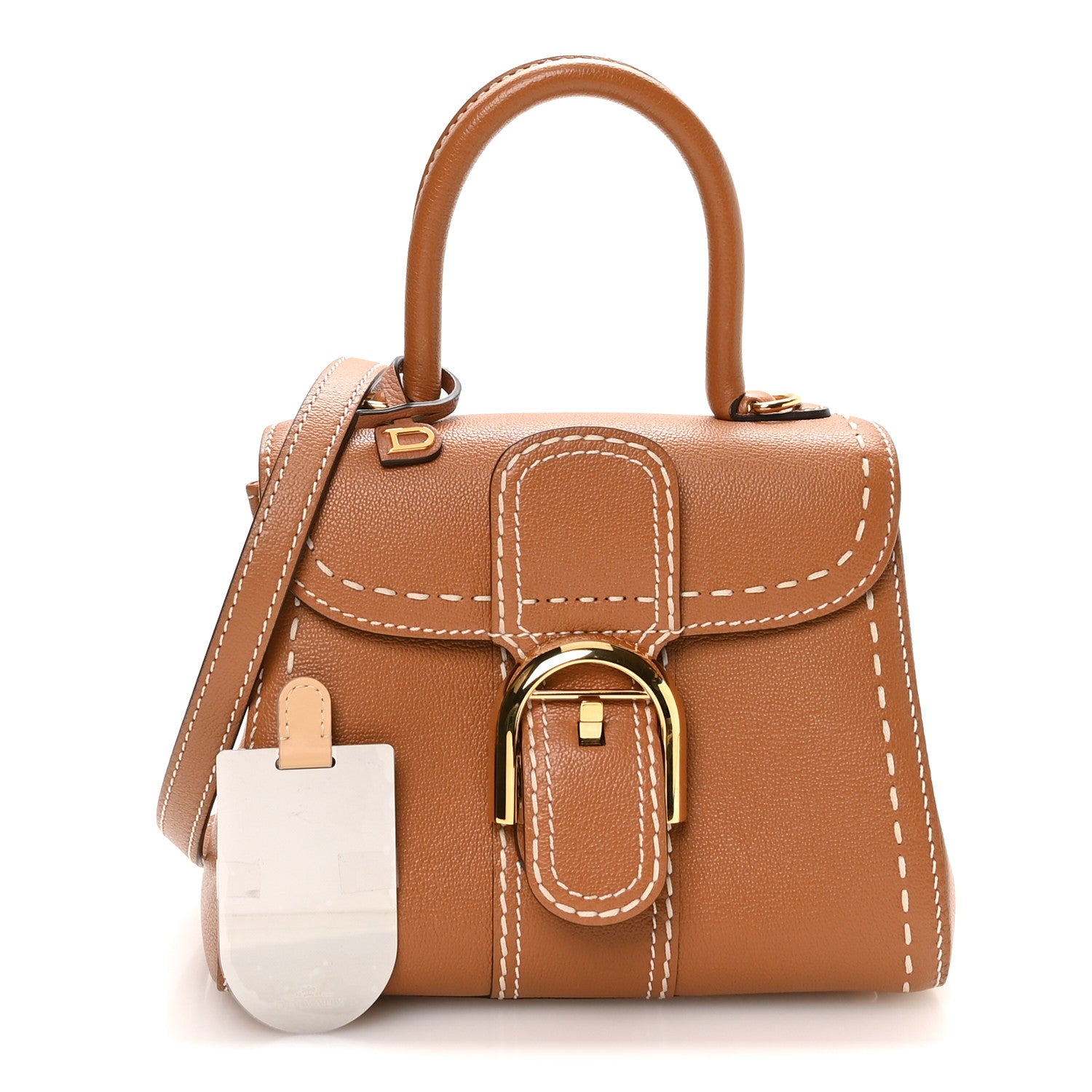Grained Rodeo Calfskin Surpique Mini Brillant Satchel Vegetal Ivory — view 3