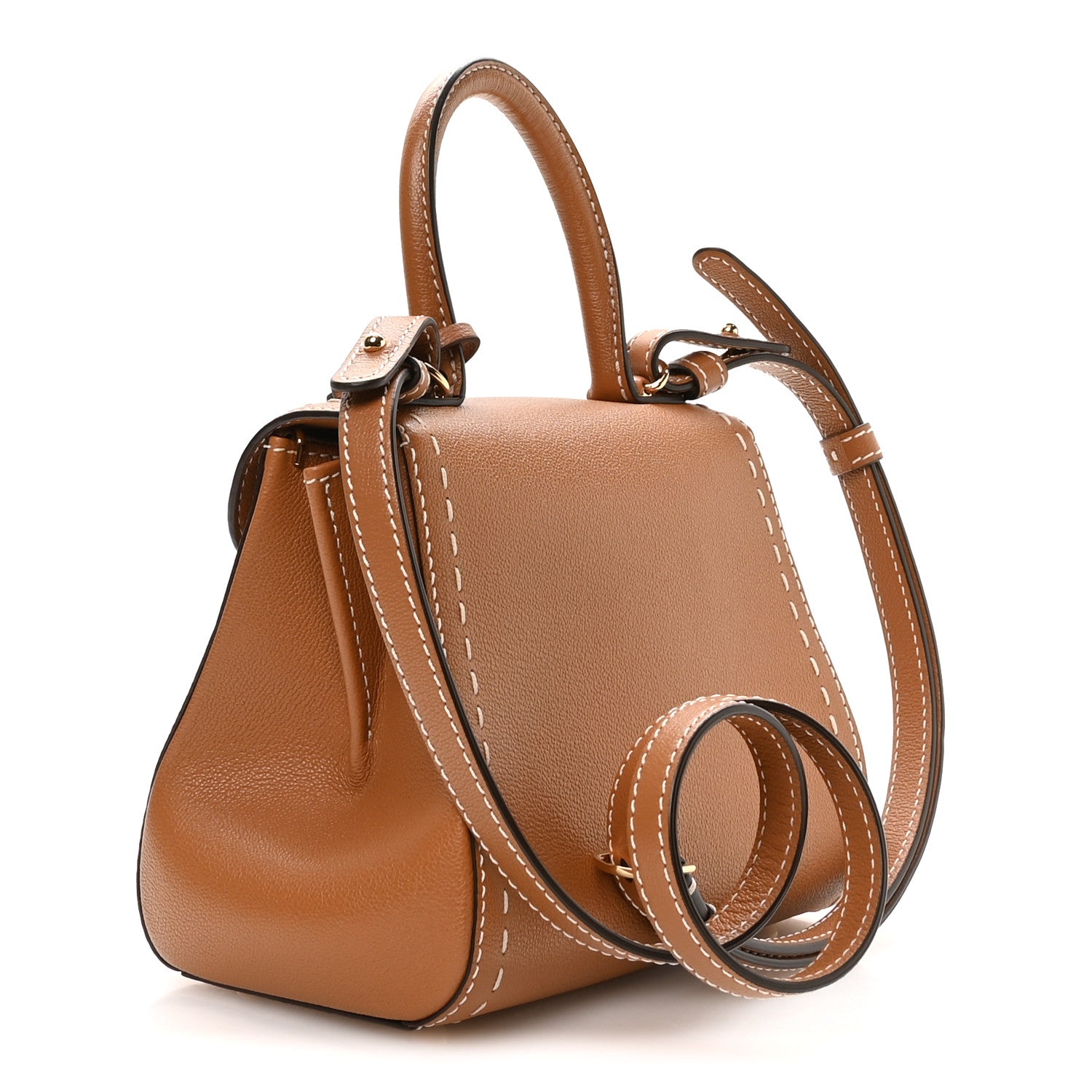 Grained Rodeo Calfskin Surpique Mini Brillant Satchel Vegetal Ivory — view 4