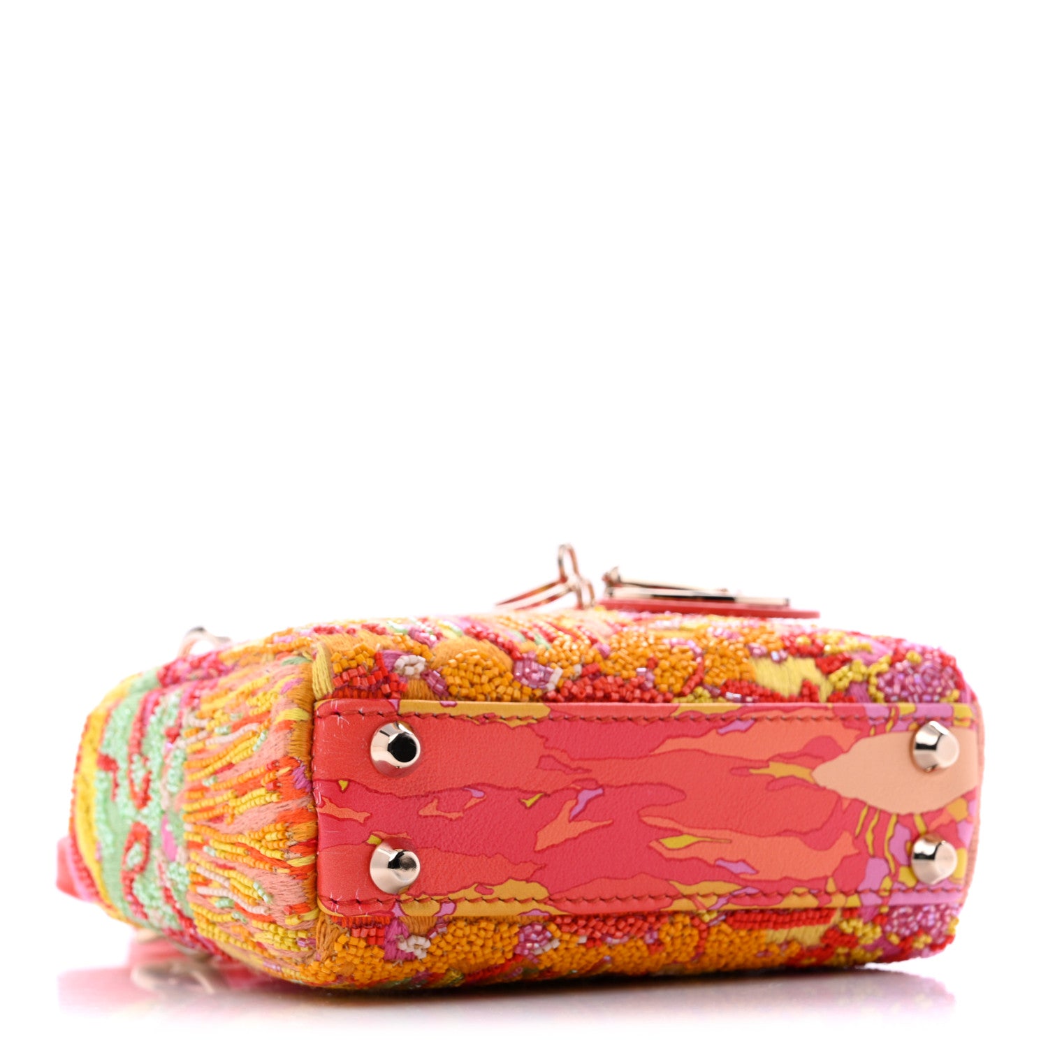 Beaded Embroidery Lambskin Micro Lady Dior Orange Multicolor — view 4