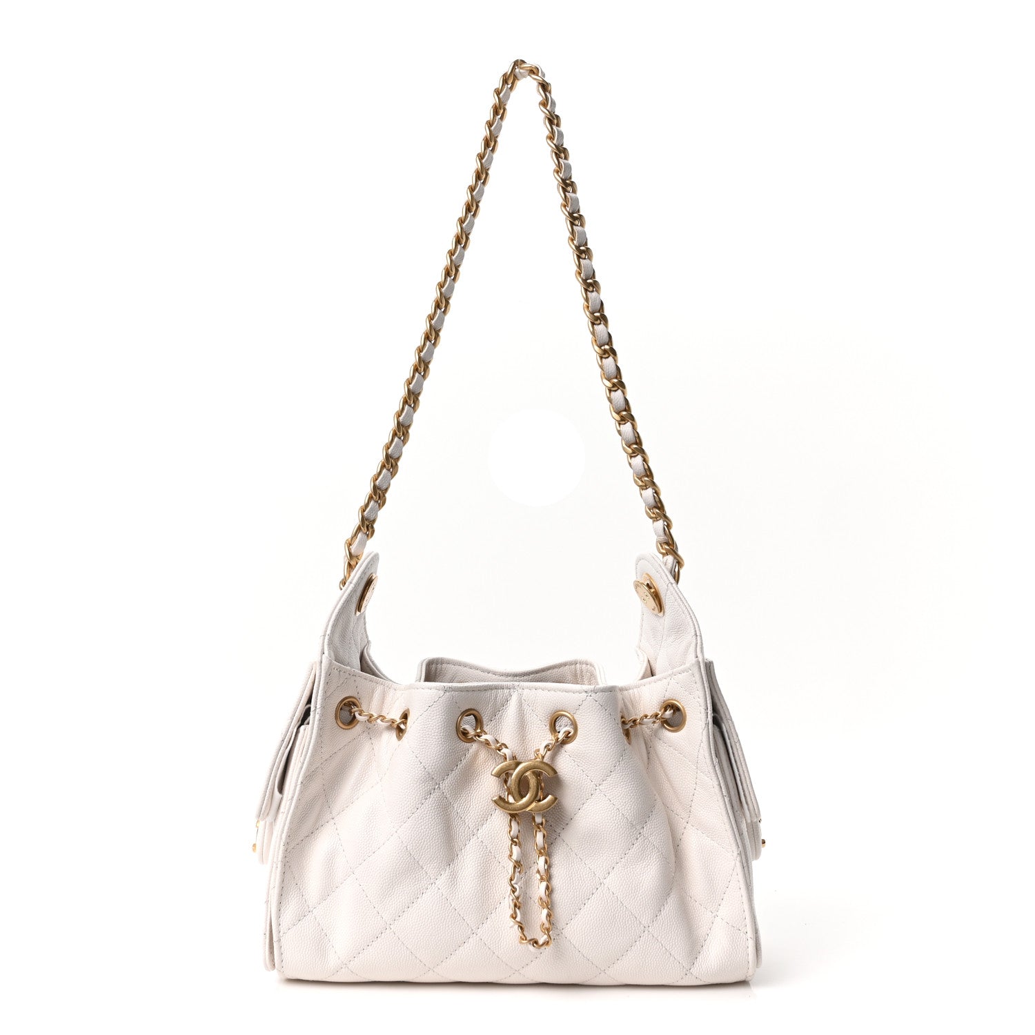 Caviar Quilted Mini Chanel 25 Handbag White