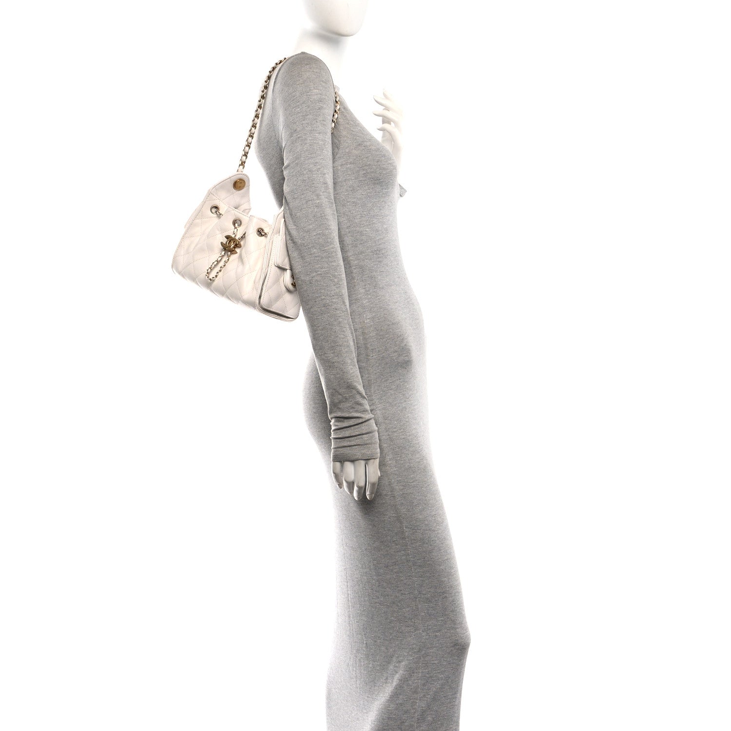 Caviar Quilted Mini Chanel 25 Handbag White — view 2