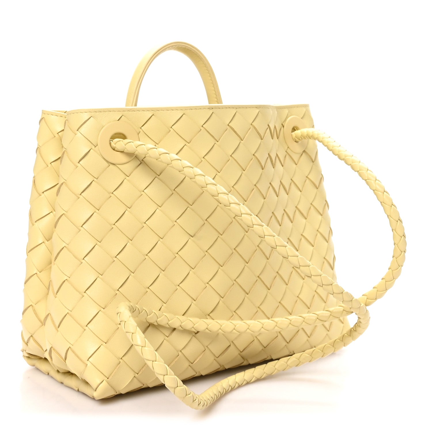 Nappa Intrecciato Small Andiamo Shoulder Bag Chamomile — view 3