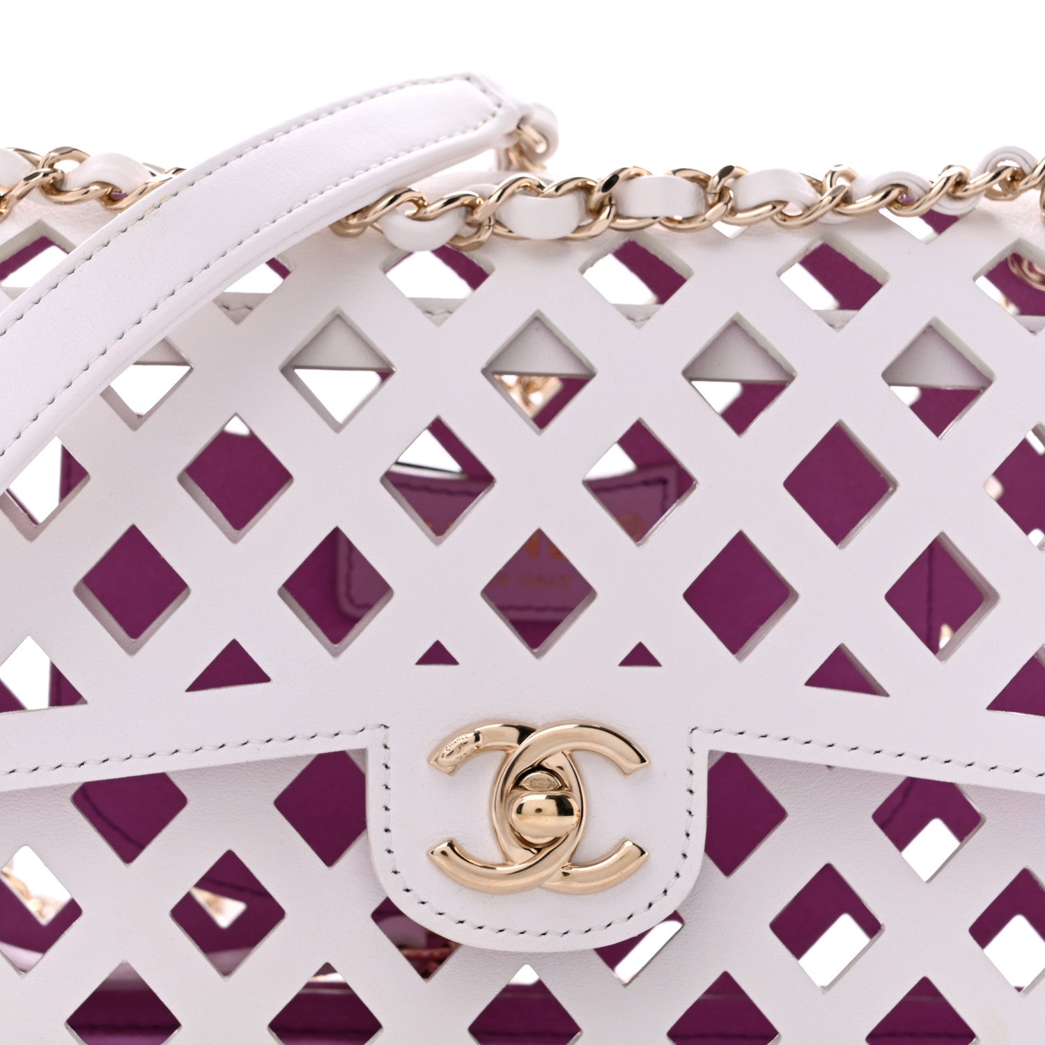 Lambskin Small Sea Through Flap White Multicolor — view 5