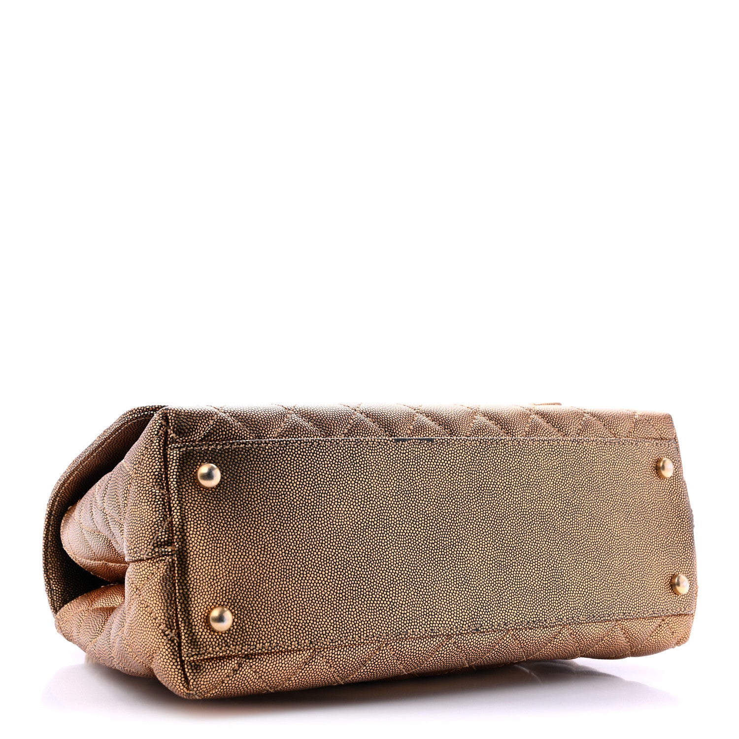 Metallic Caviar Quilted Small Coco Handle Flap Gold — view 4