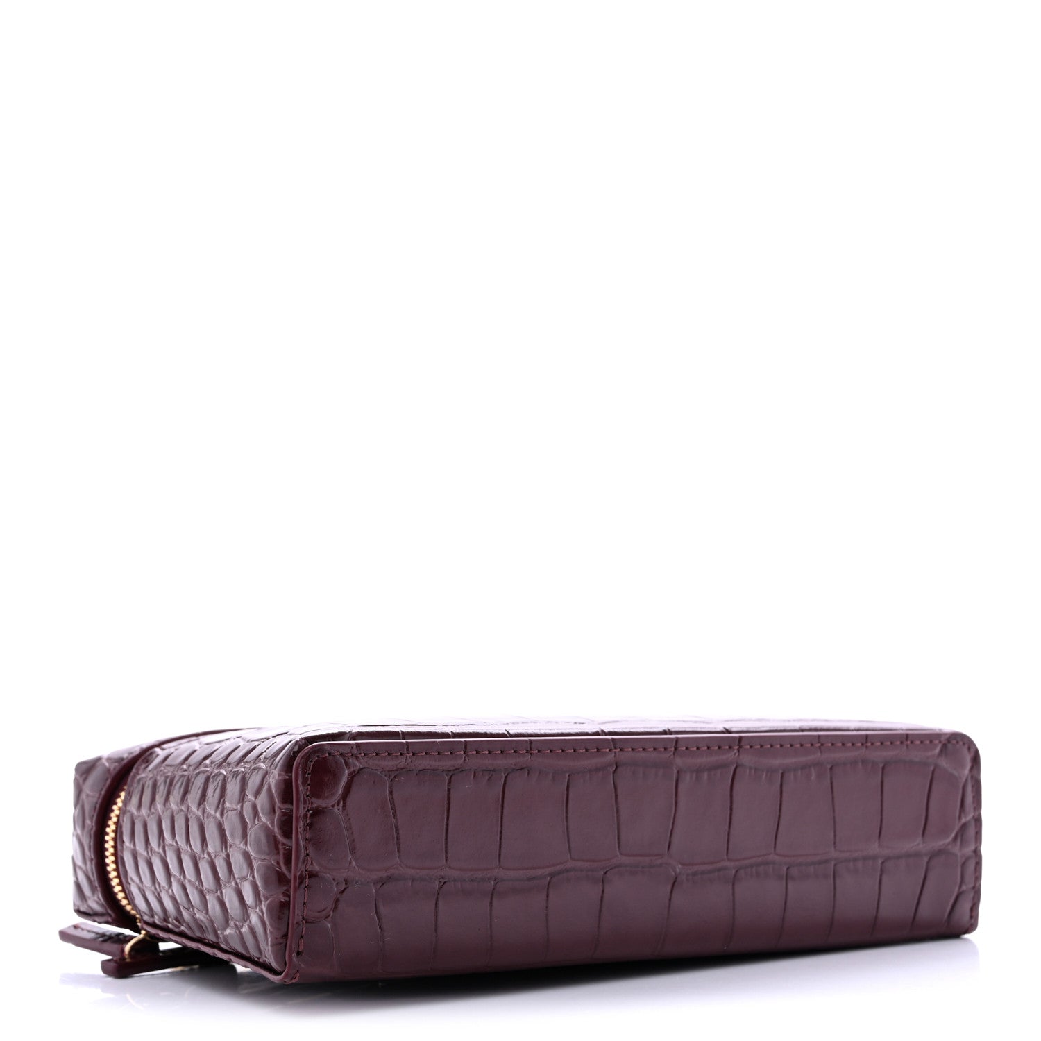 Calfskin Crocodile Embossed Crococo Exoticoco Vanity With Chain Dark Burgundy — view 3