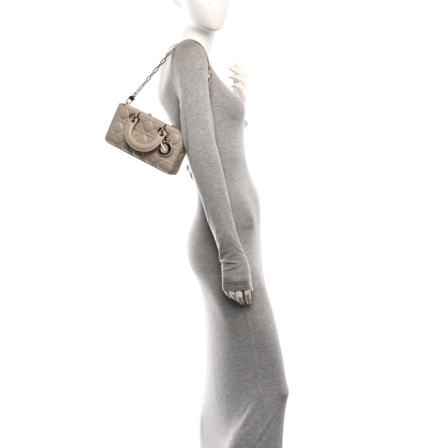 Lambskin Cannage Small Lady D-Joy Powder Beige — view 2