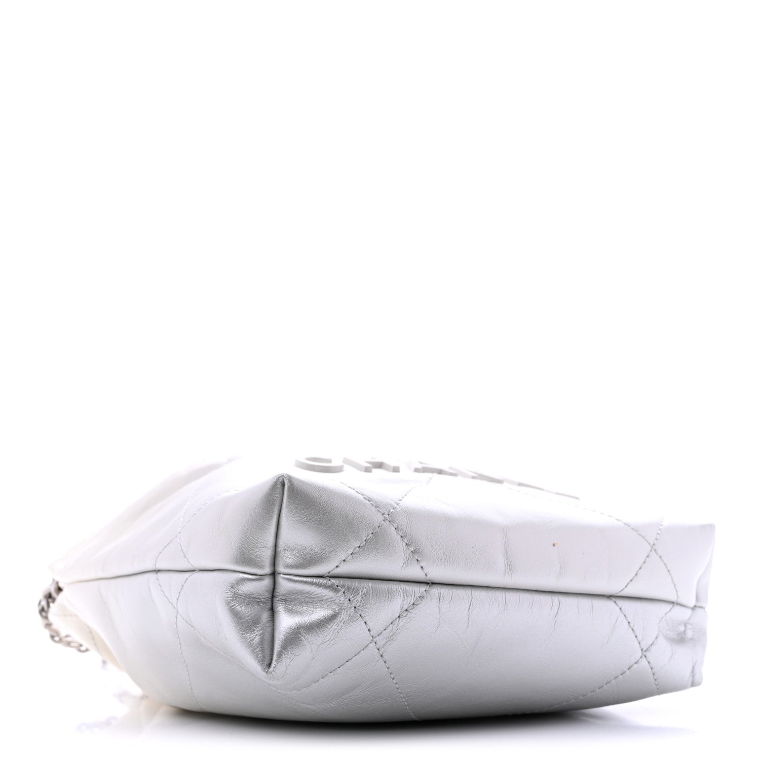 Metallic Shaded Calfskin Quilted Mini Chanel 22 White Silver — view 4