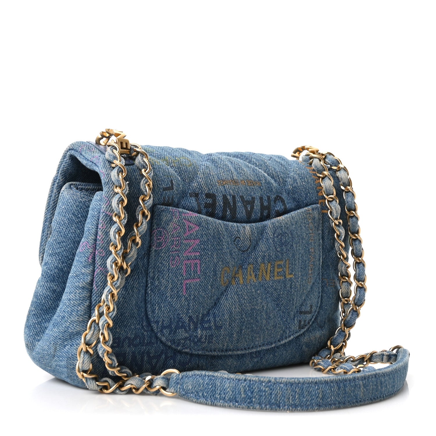 Denim Quilted Mini Denim Mood Rectangular Flap Blue Multicolor — view 3