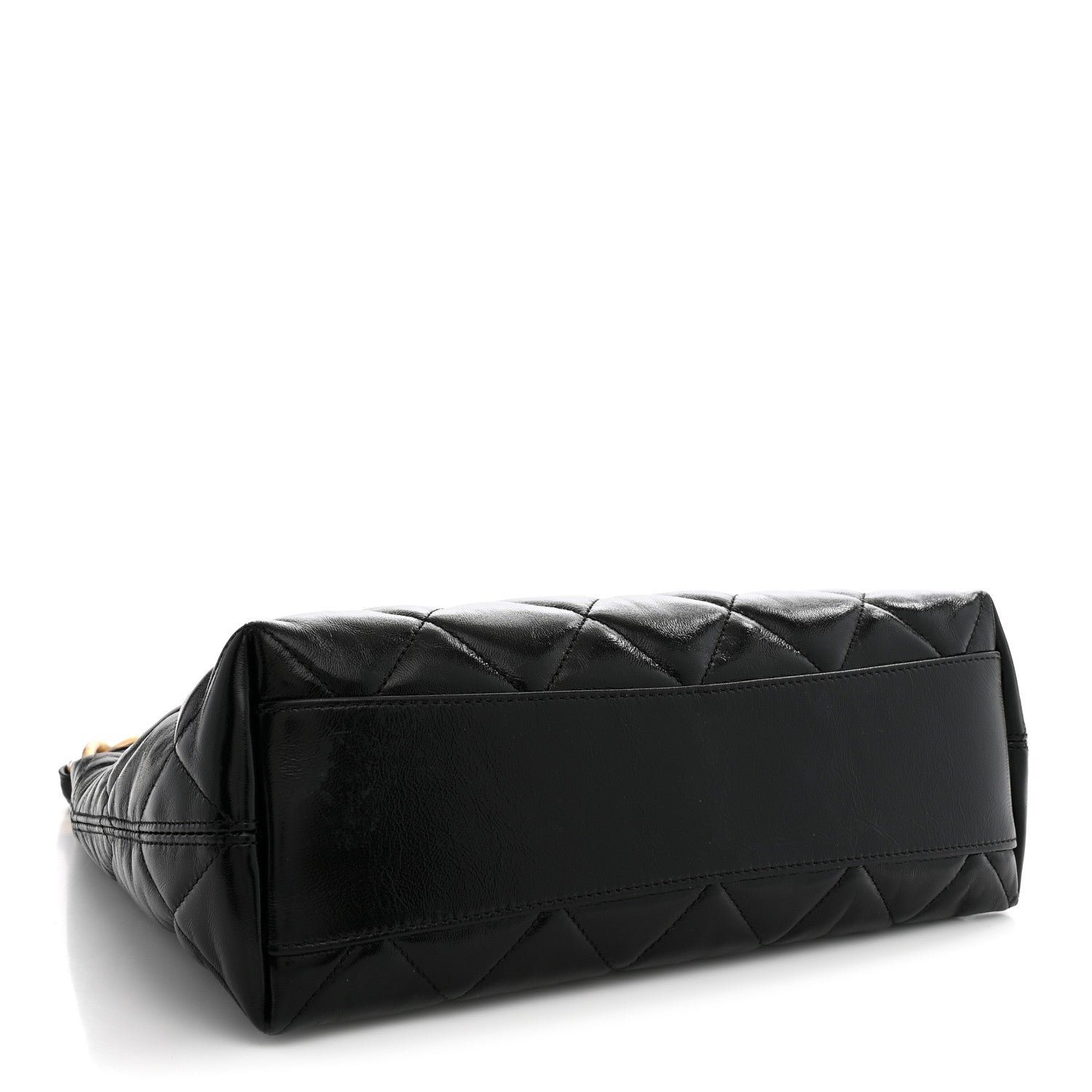 Shiny Crumpled Lambskin Quilted CC Funky Town Hobo Black — view 4