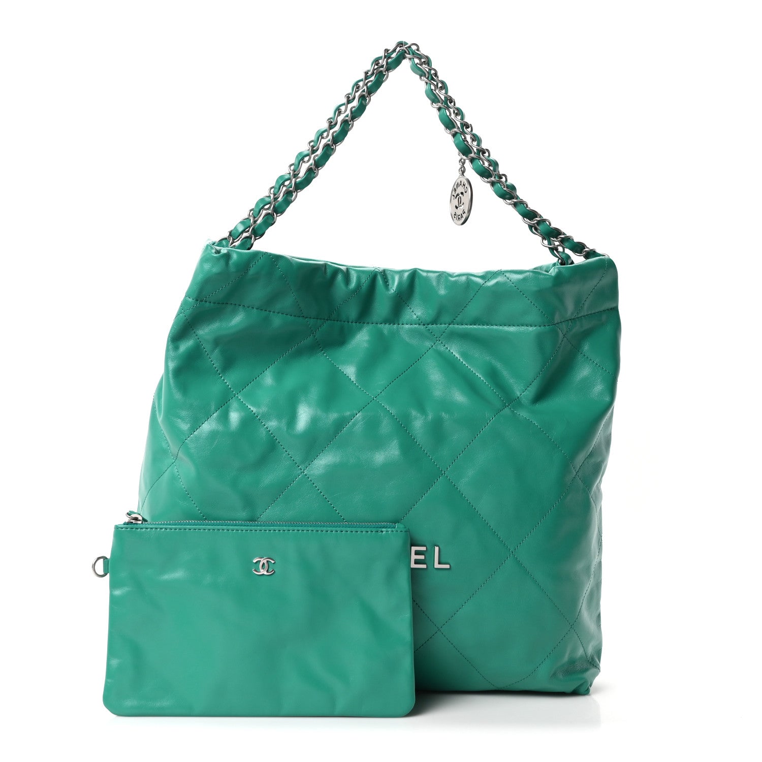 Shiny Calfskin Quilted Chanel 22 Green — view 3