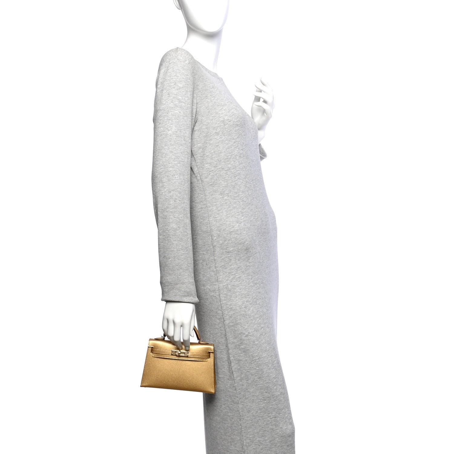 Metallic Chevre Chamkilight Mini Kelly Sellier 20 Dore — view 2