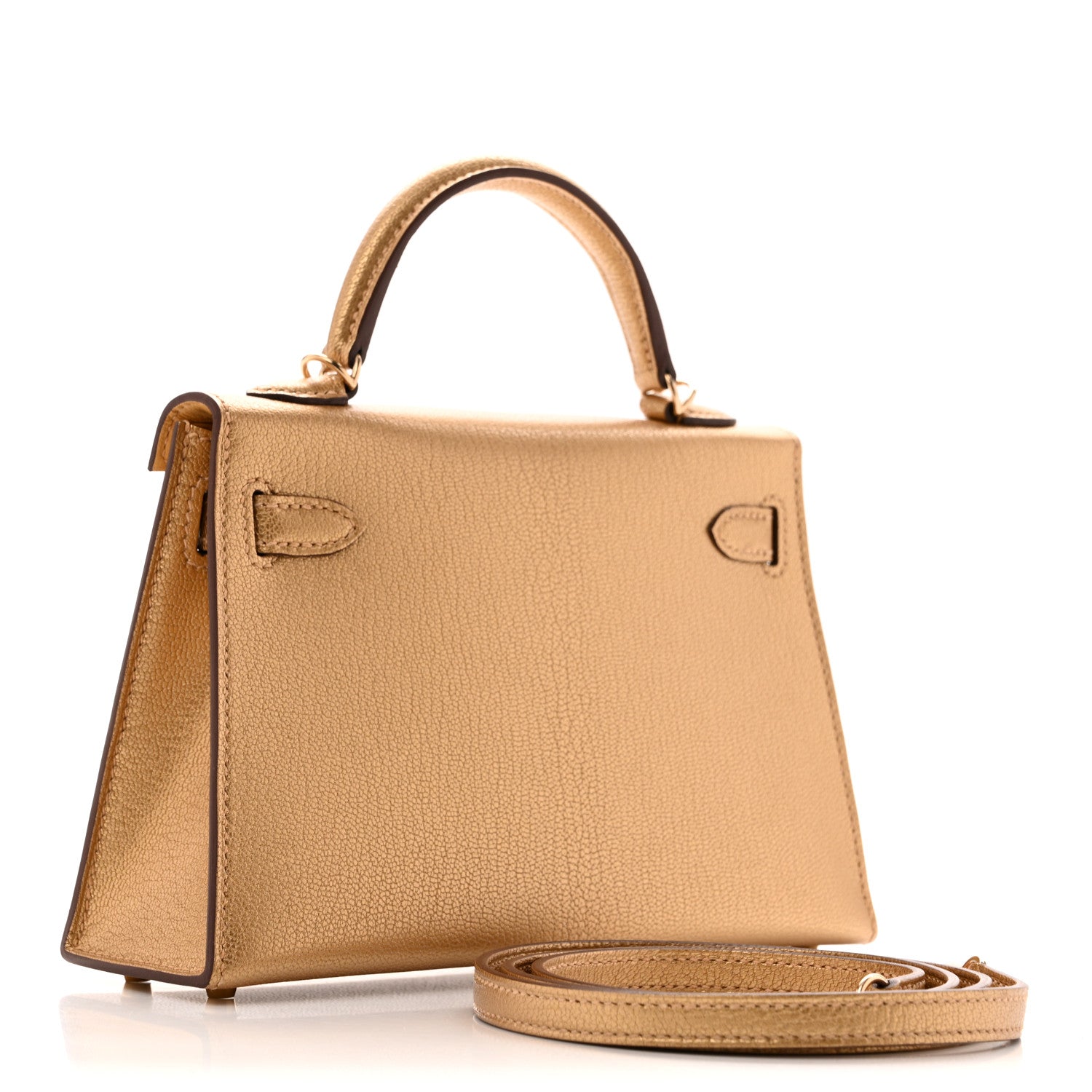 Metallic Chevre Chamkilight Mini Kelly Sellier 20 Dore — view 3