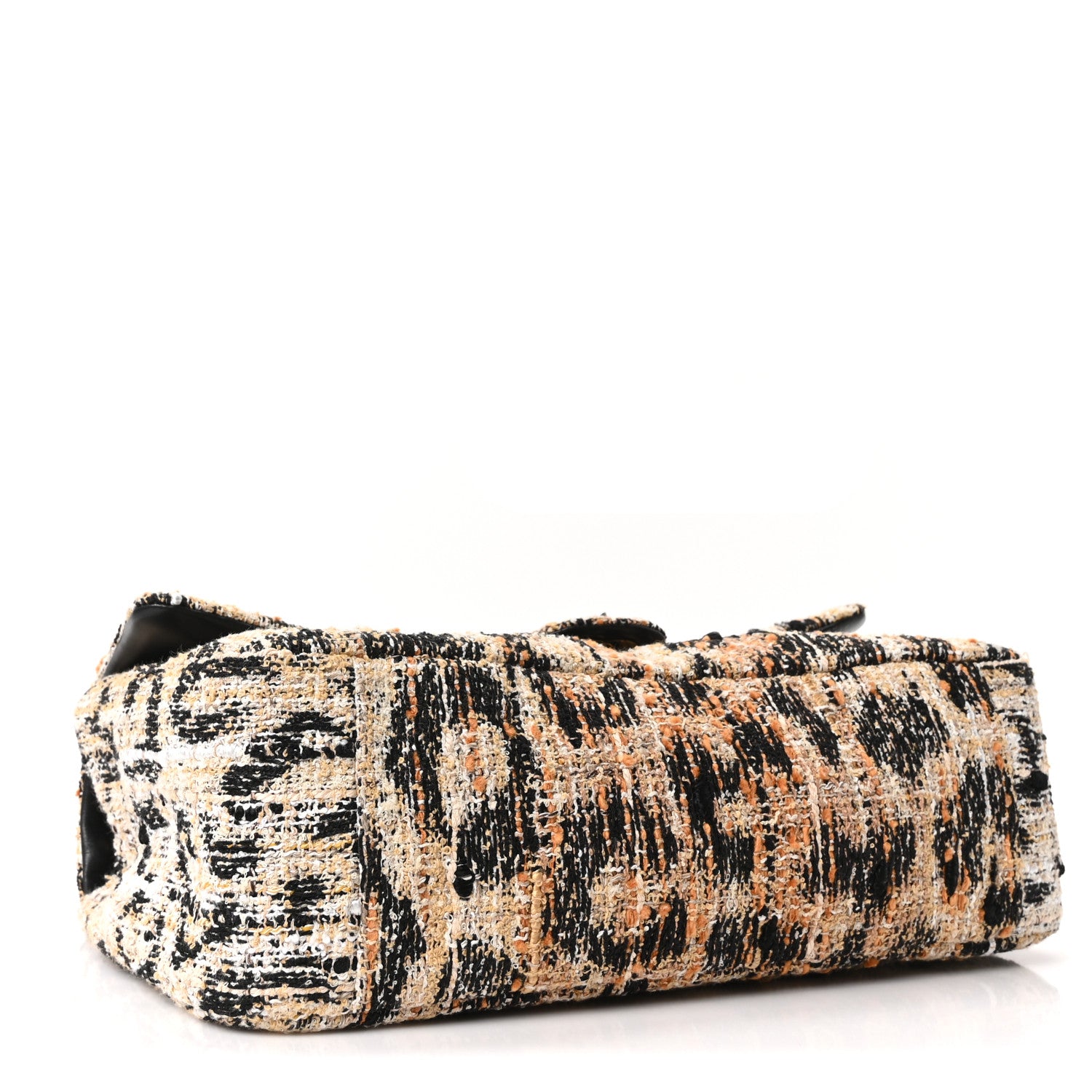 Tweed Mixed Fibers Leopard Print Small Souplissimo Maxi Flap Brown Black White — view 4