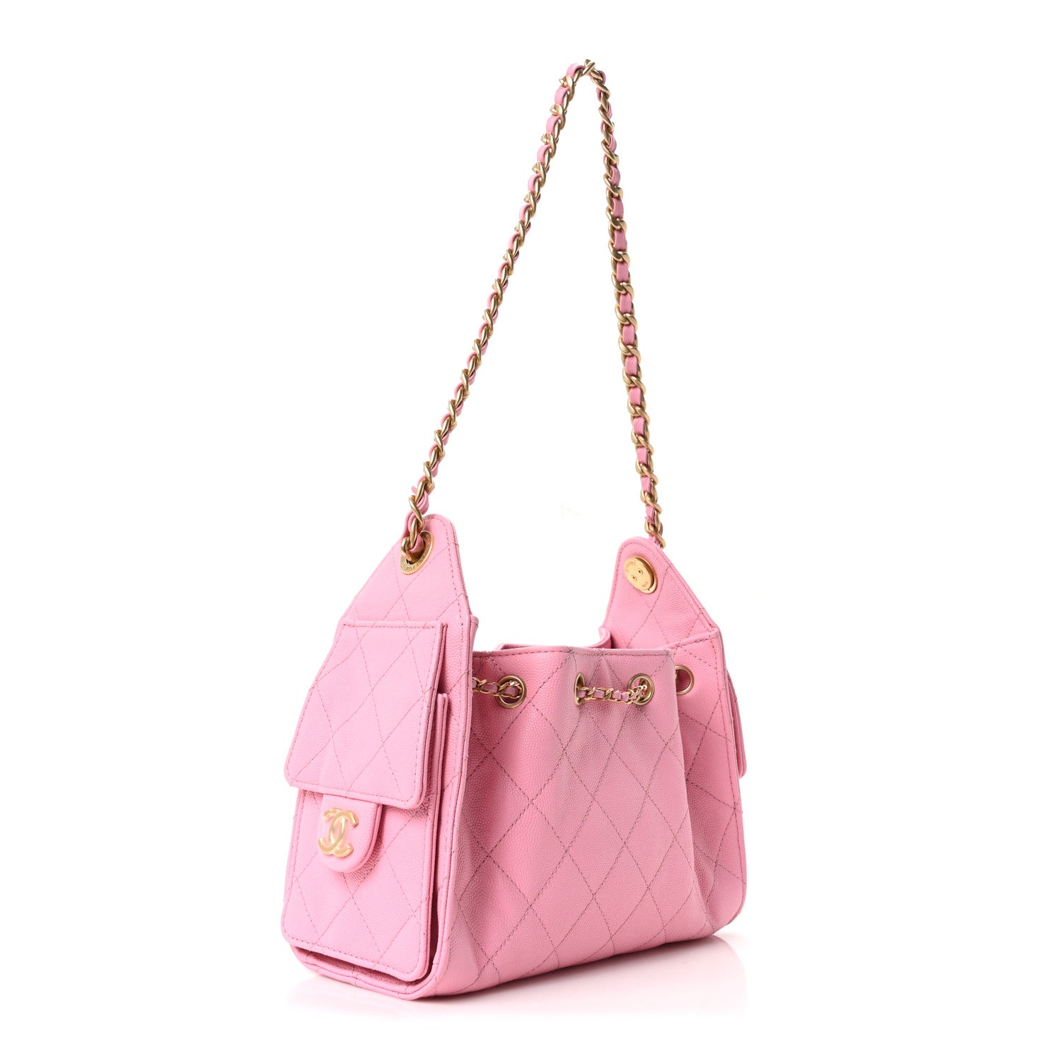 Caviar Quilted Mini Chanel 25 Handbag Pink — view 3