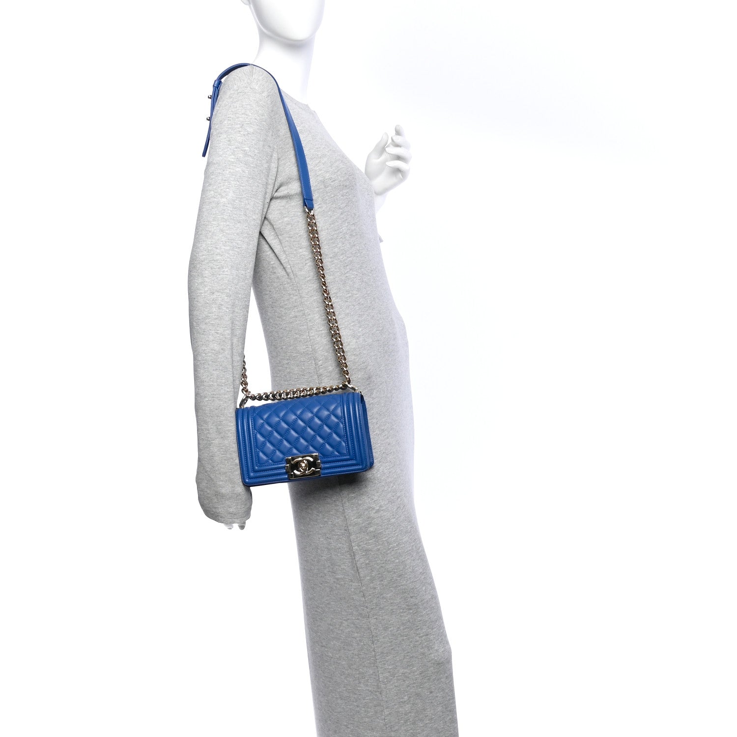 Lambskin Quilted Small Boy Flap Blue — view 2