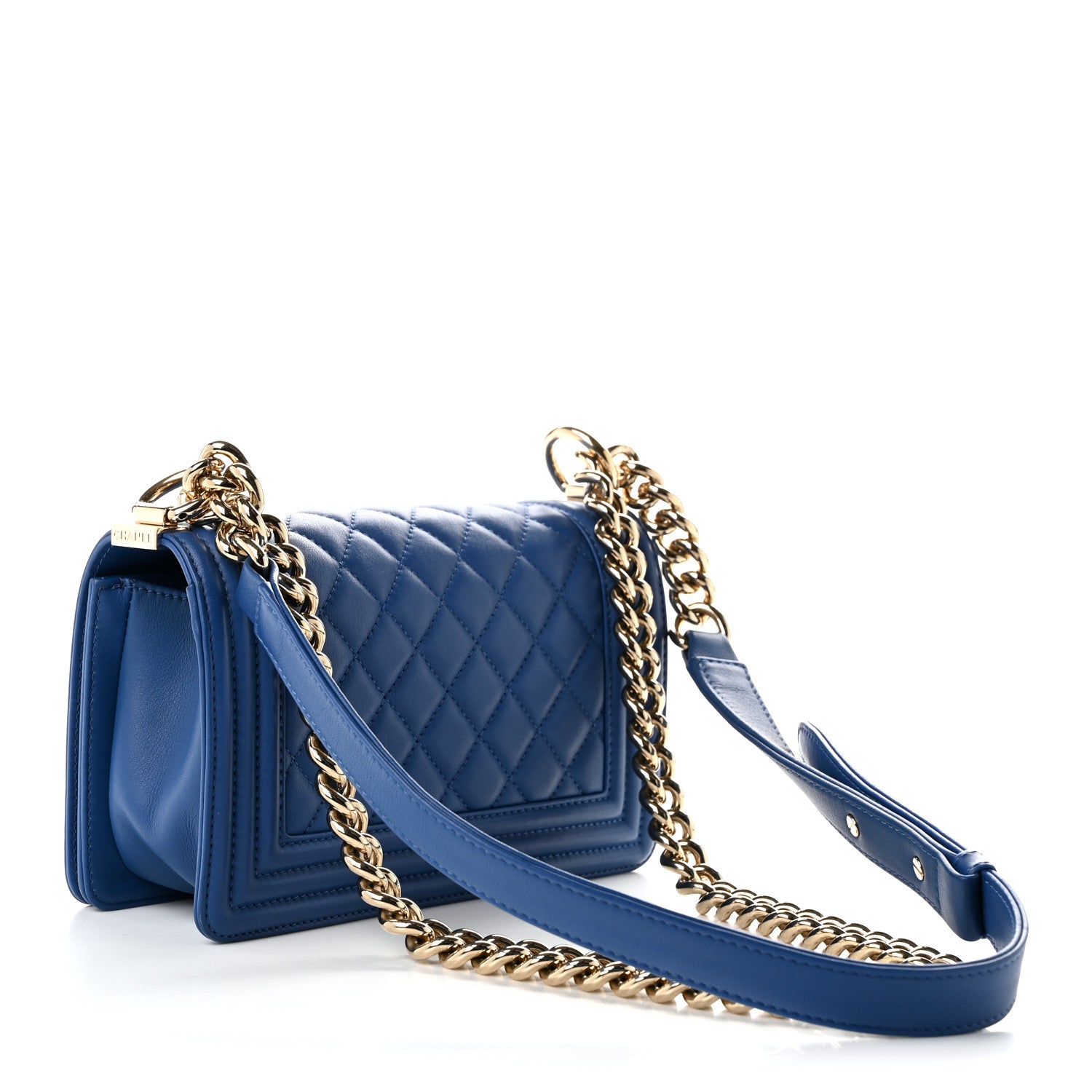 Lambskin Quilted Small Boy Flap Blue — view 3