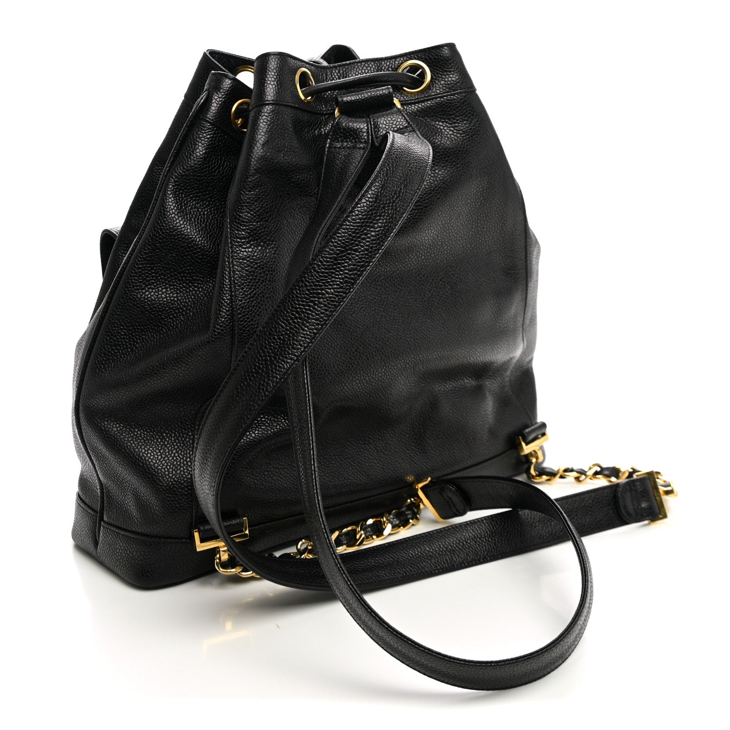 Caviar Drawstring Backpack Bag Black — view 4