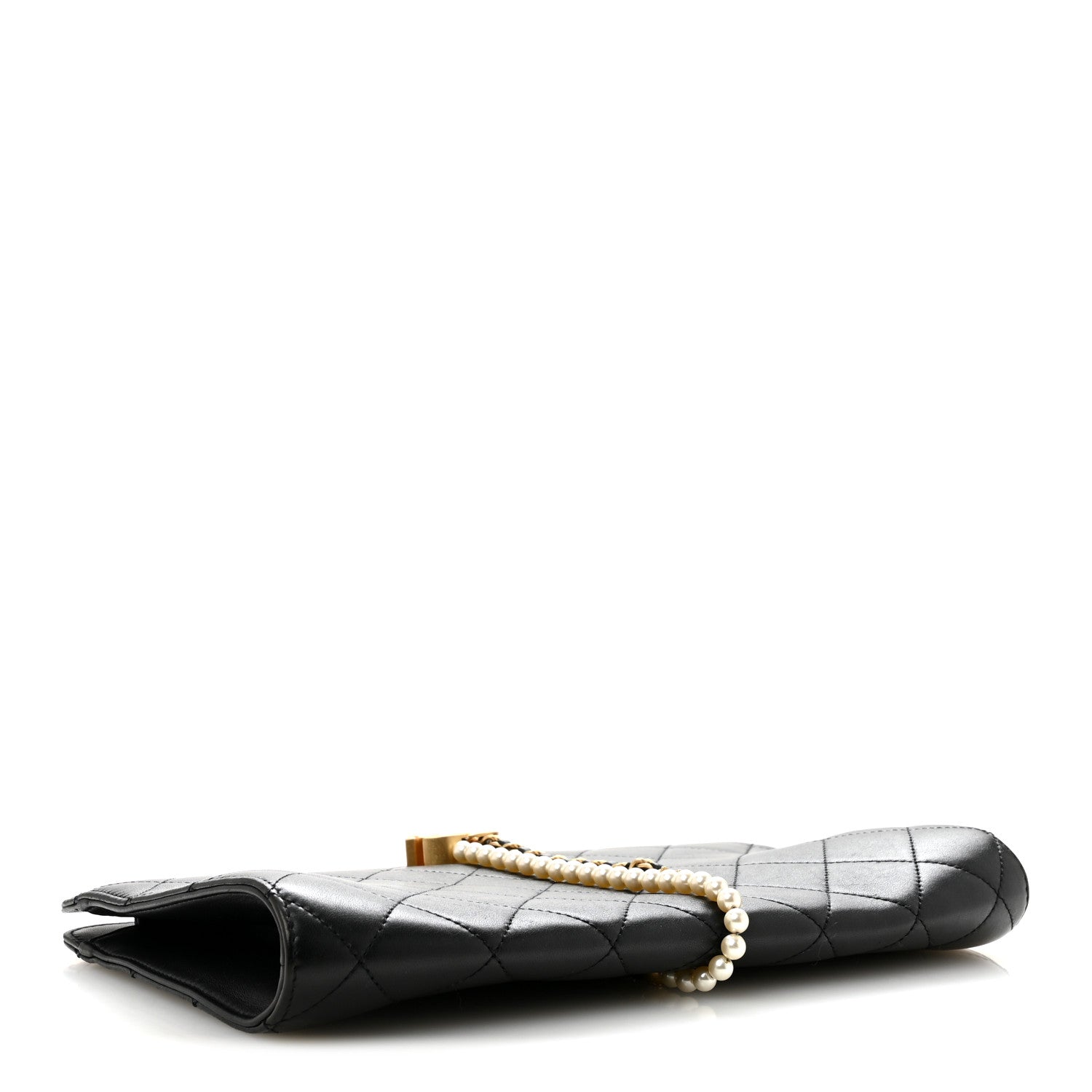 Lambskin Quilted Pearl Clutch Black — view 4