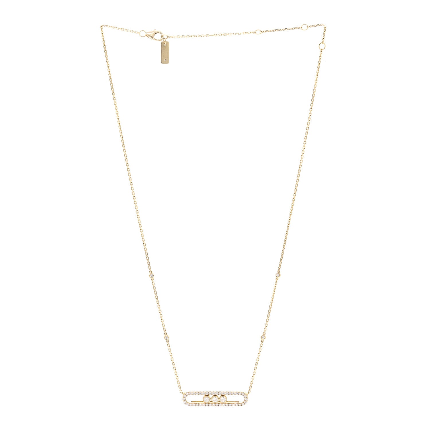 18K Yellow Gold Diamond Large Move Classic Pave Necklace — view 3