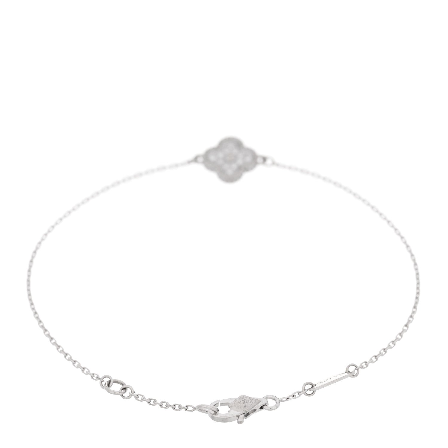 18K White Gold Diamond Sweet Alhambra Bracelet — view 2