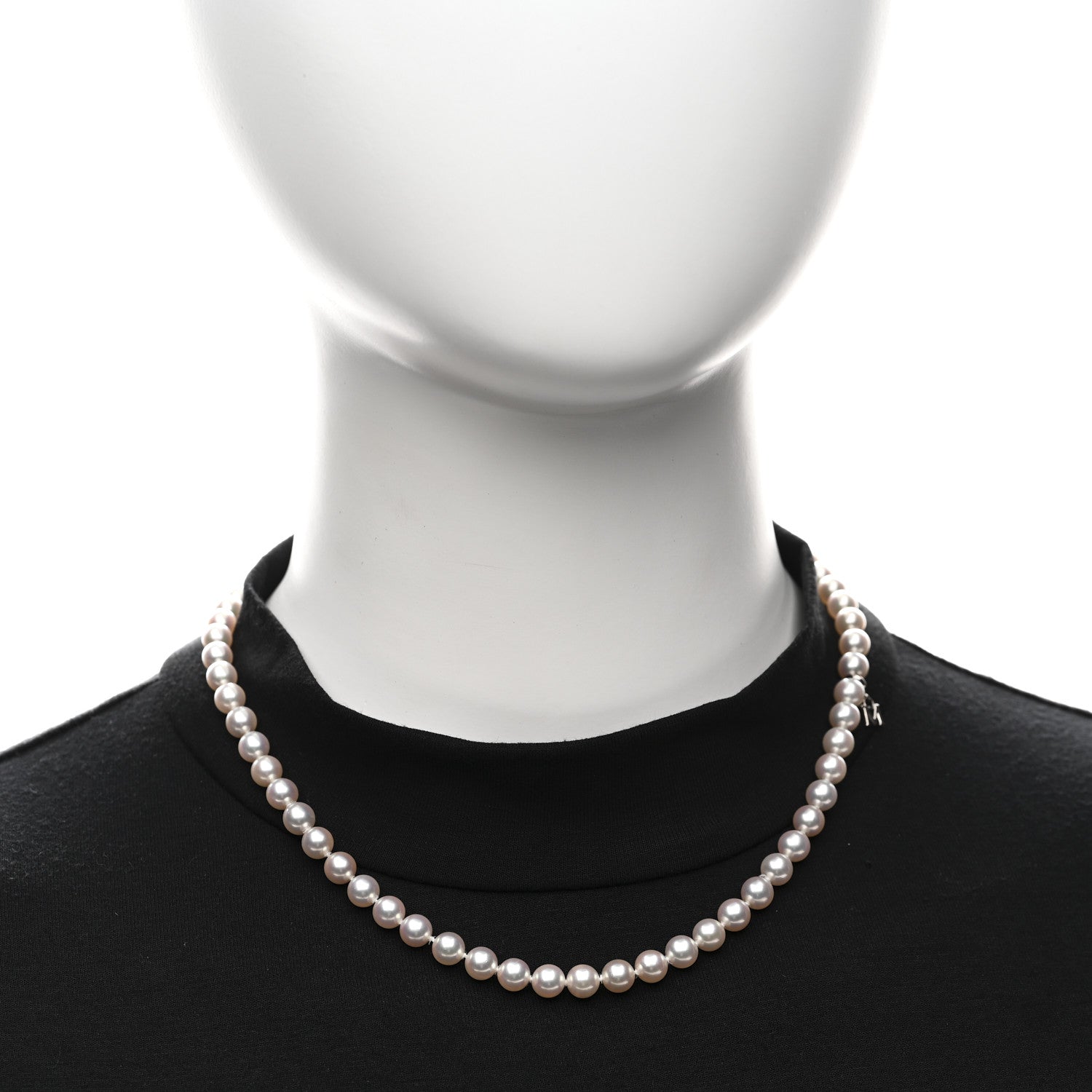 18K White Gold Akoya Cultured Pearl 6-6.5mm Strand Necklace 16" — view 2