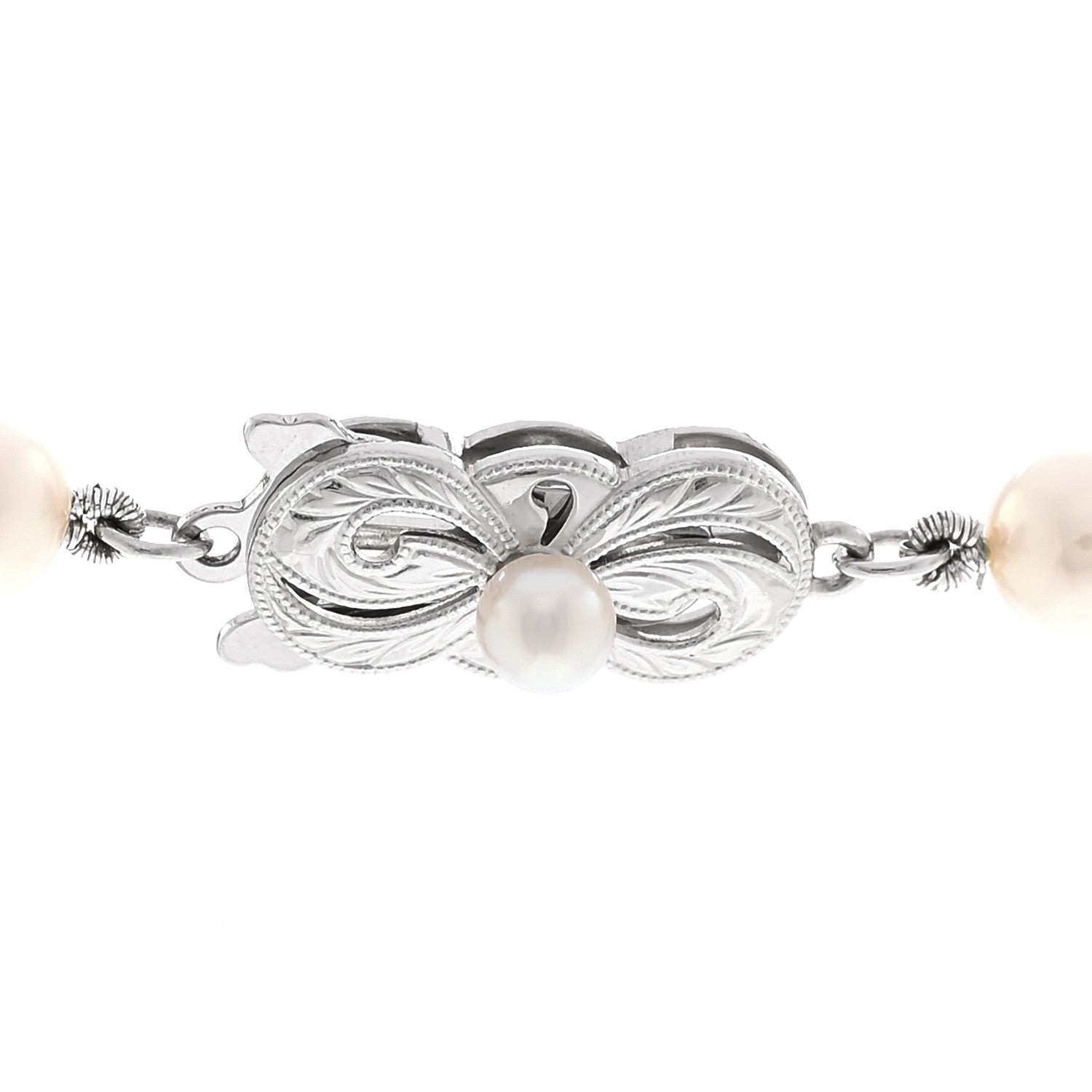 18K White Gold Akoya Cultured Pearl 6-6.5mm Strand Necklace 16" — view 4