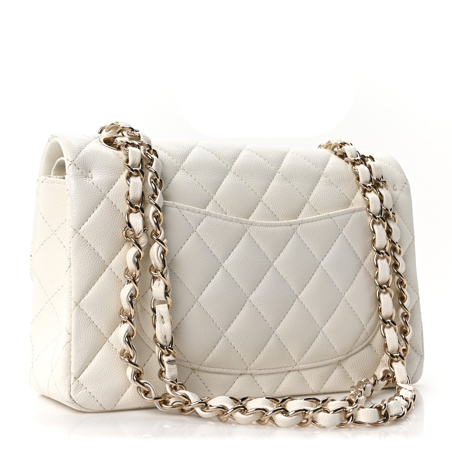 Caviar Quilted Small Double Flap White — view 3