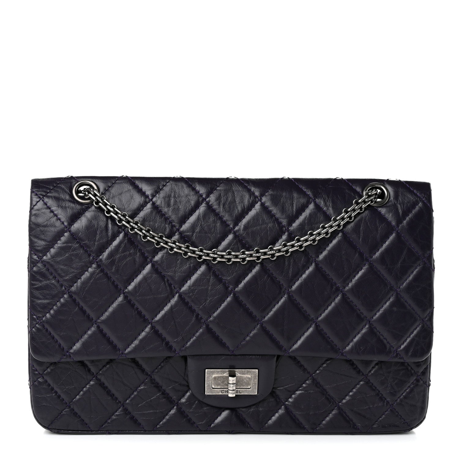 Aged Calfskin Quilted 2.55 Reissue 225 Flap Purple