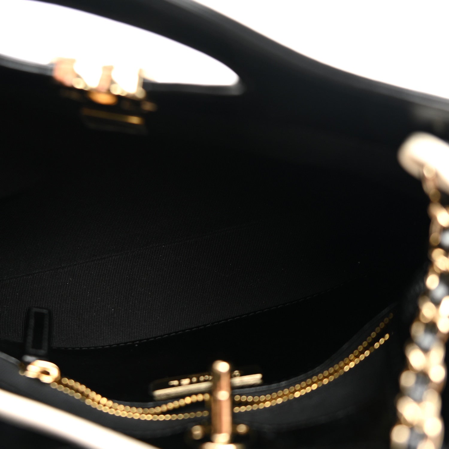 Patent Calfskin Quilted Mini 31 Shopping Bag White Black — view 5
