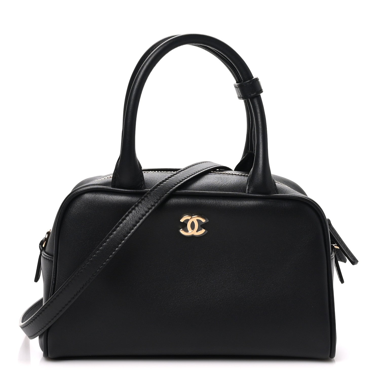 Calfskin Small Perfect Bowling Bag Black