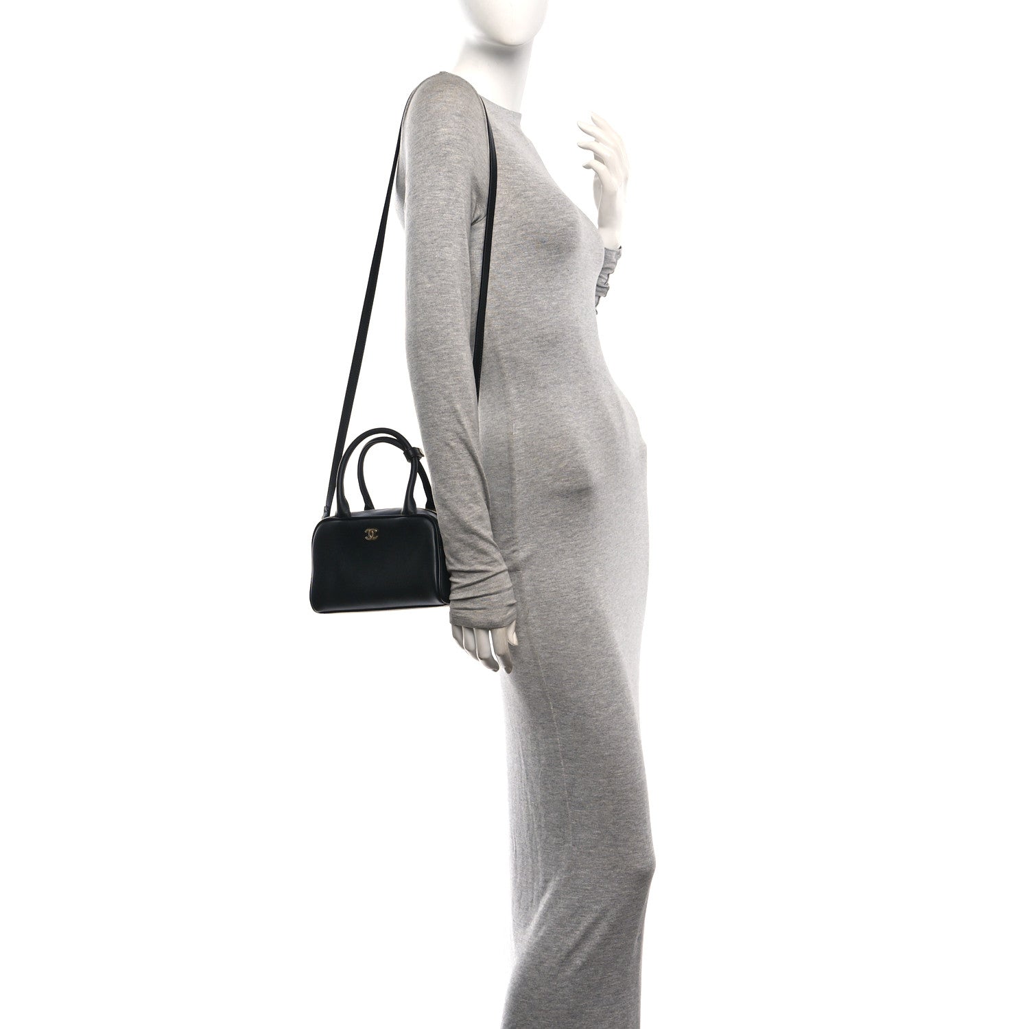 Calfskin Small Perfect Bowling Bag Black — view 2