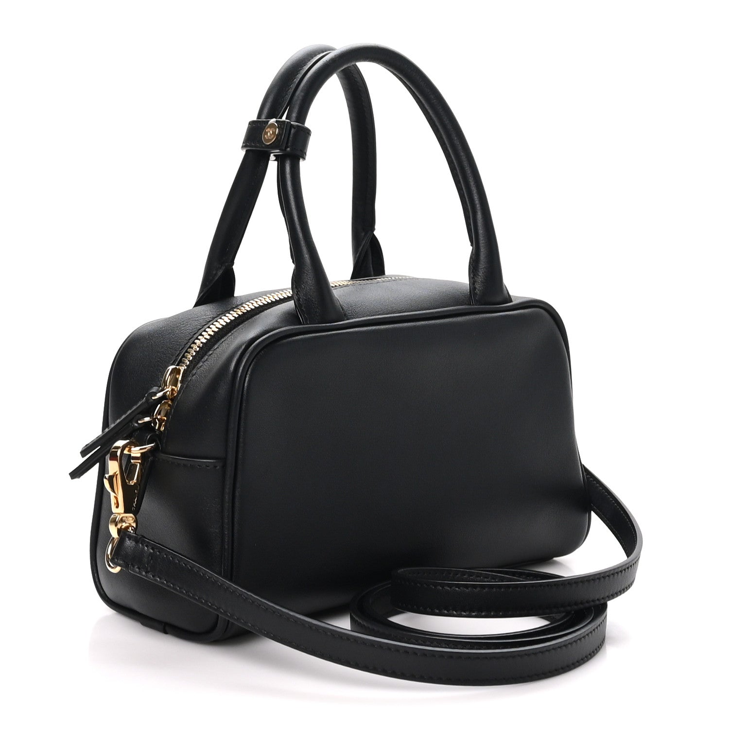 Calfskin Small Perfect Bowling Bag Black — view 3