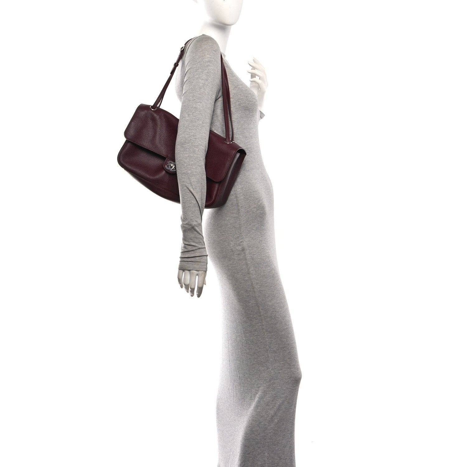Grained Calfskin Small Souplissimo Maxi Flap Burgundy — view 2