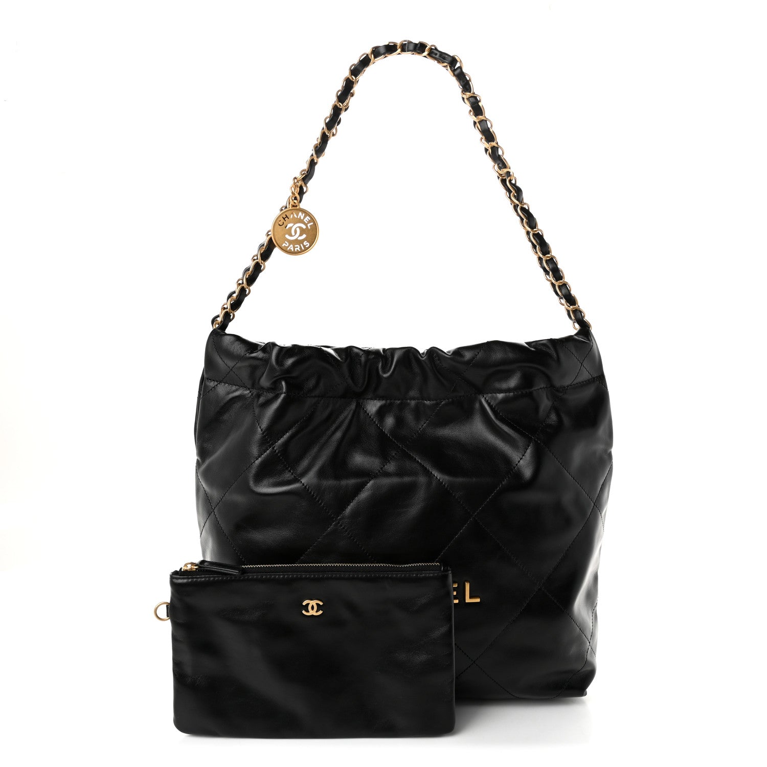 Shiny Calfskin Quilted Small Chanel 22 Black — view 3