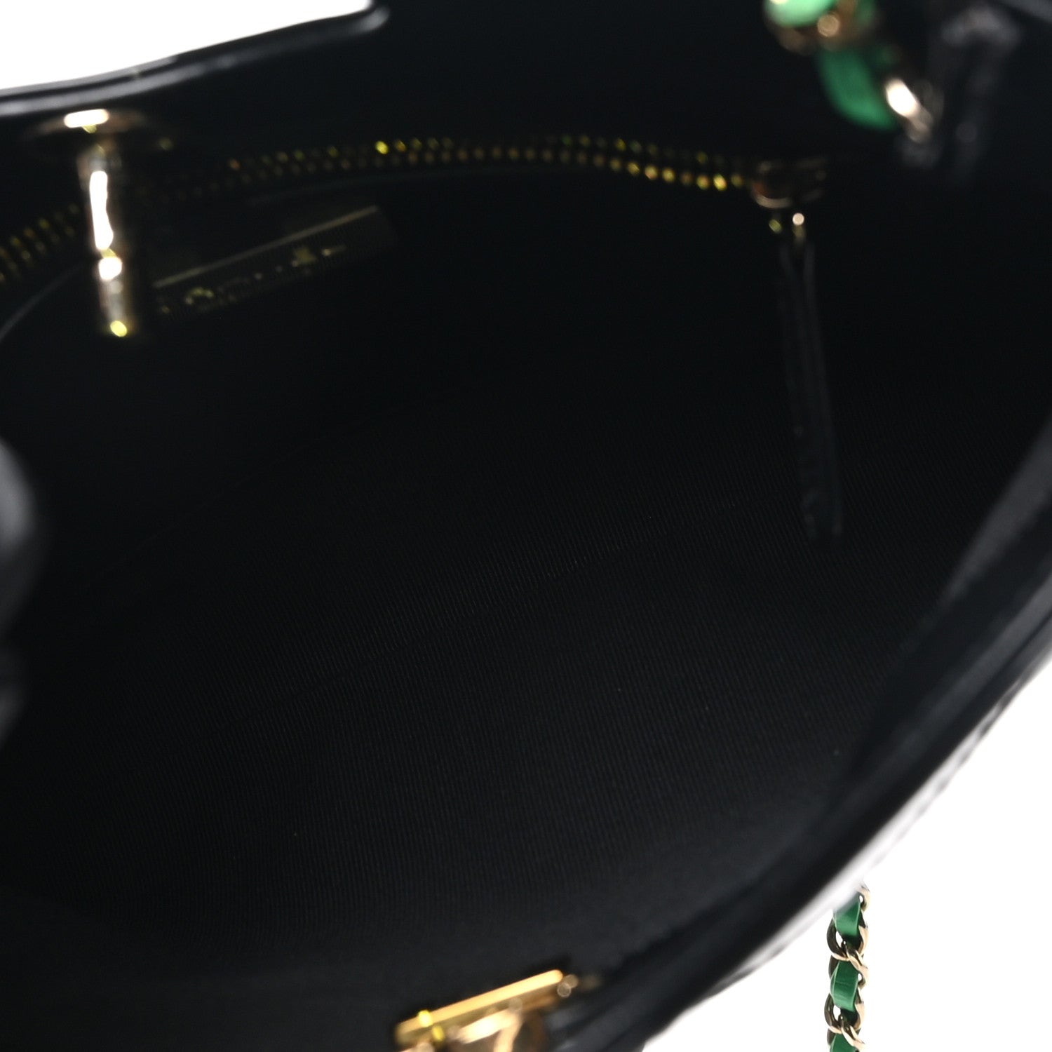Patent Calfskin Quilted Mini 31 Shopping Bag Green Black — view 5