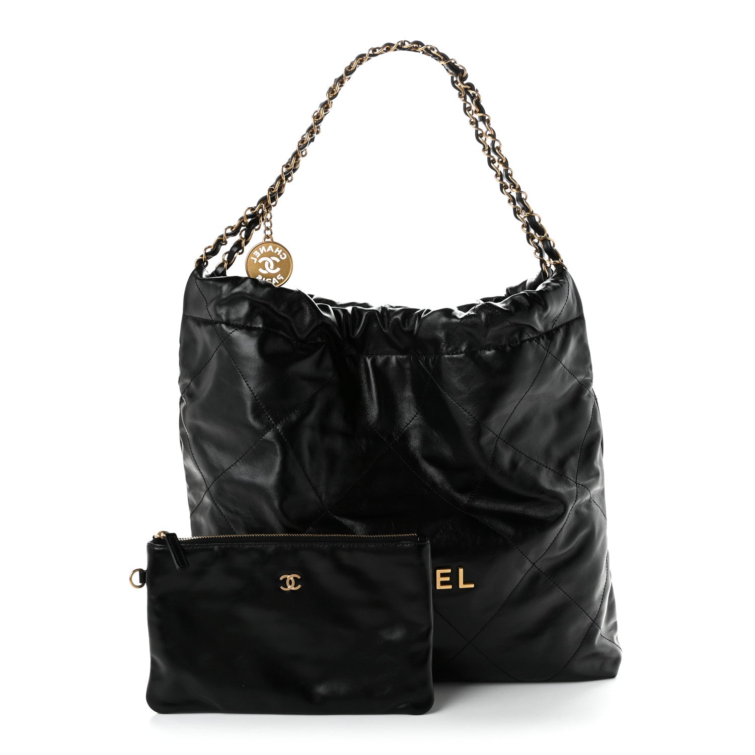 Shiny Calfskin Quilted Chanel 22 Black — view 3